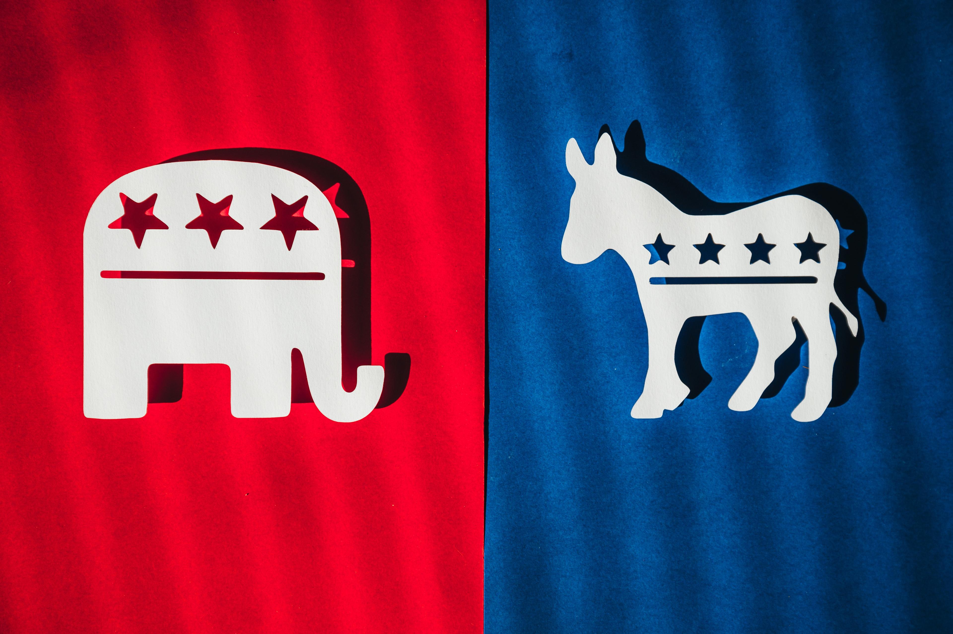 Republican Elephant vs Democrat Donkey 