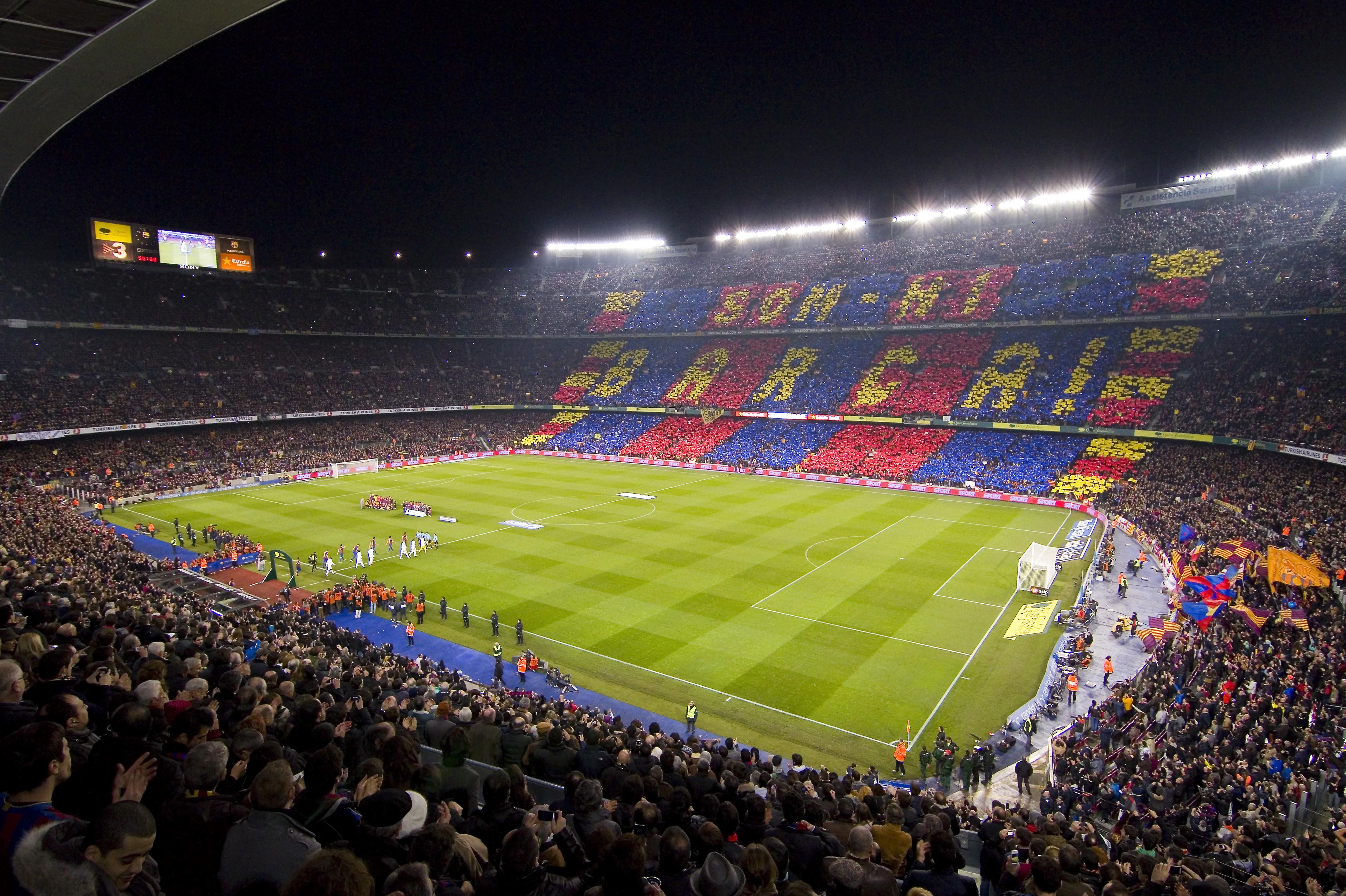 Panoramic view of Camp Nou stadium in Barcelona, Spain