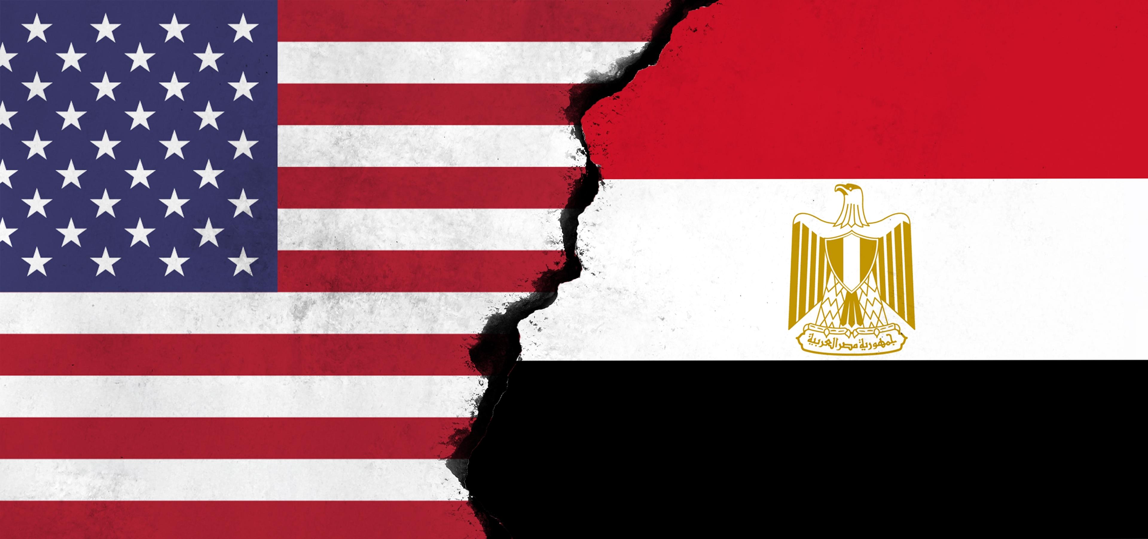 USA flag and Egyptian flag