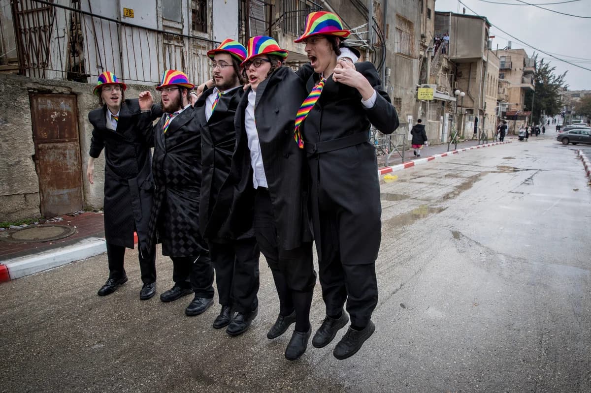 Merriment on Purim. Illustration (those photographed unrelated to article).