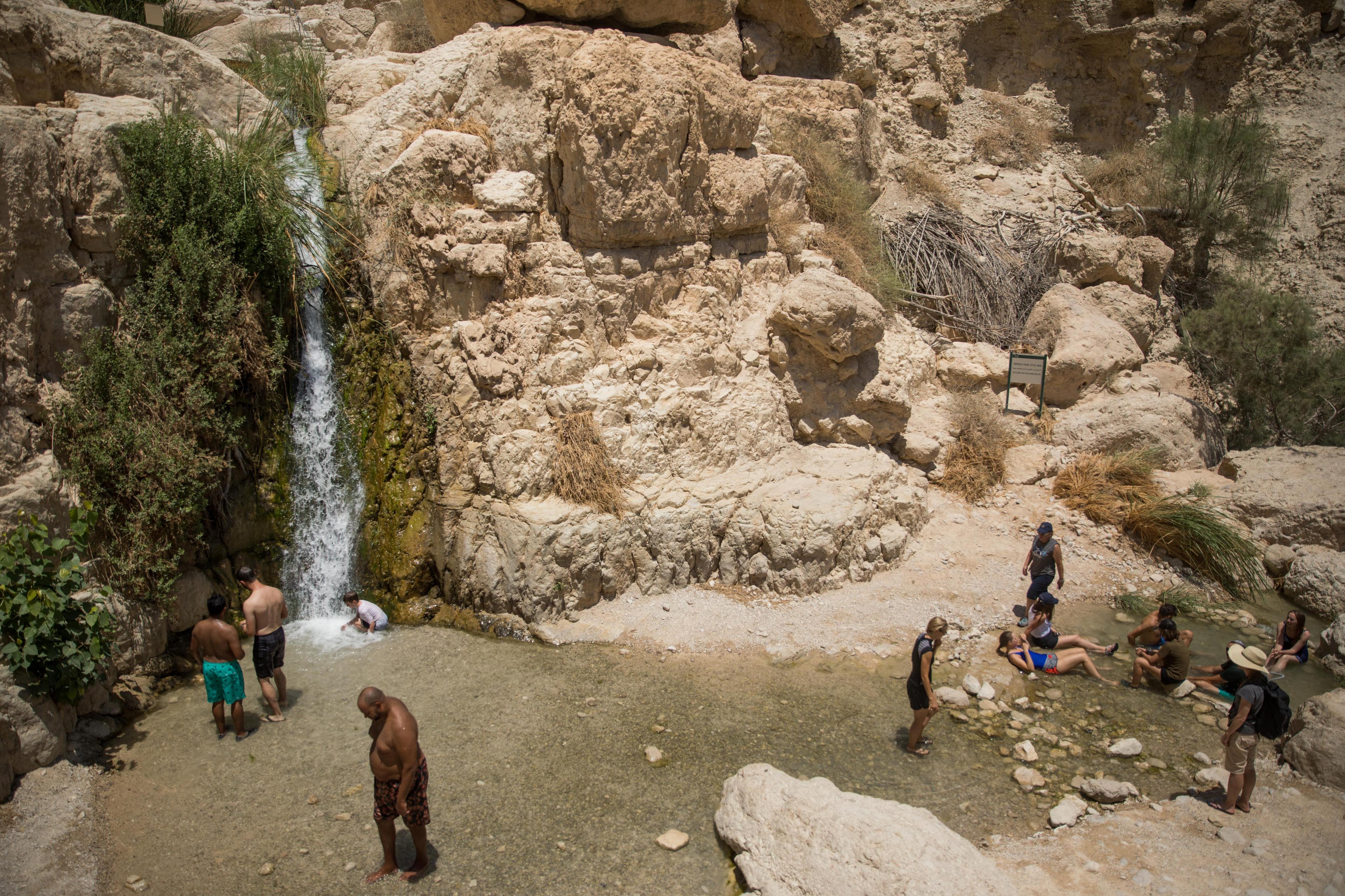 Visitors enjoying Ein Gedi Visitors enjoying Ein Gedi