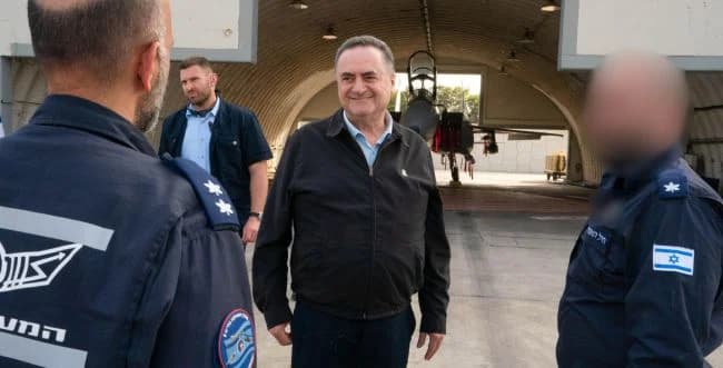 Defense Minister Israel Katz at an Air Force base
