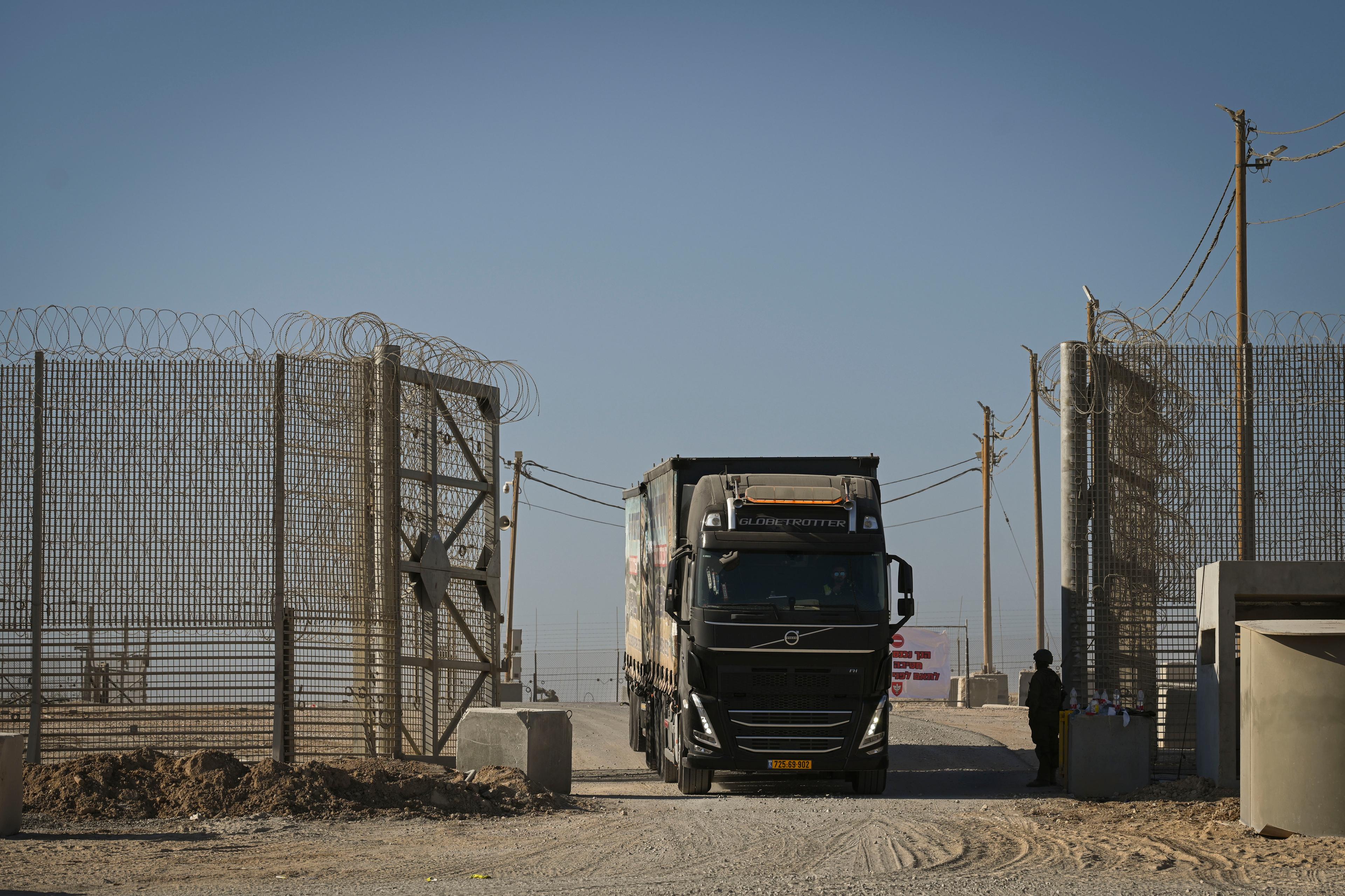 Trucks at Erez crossing.