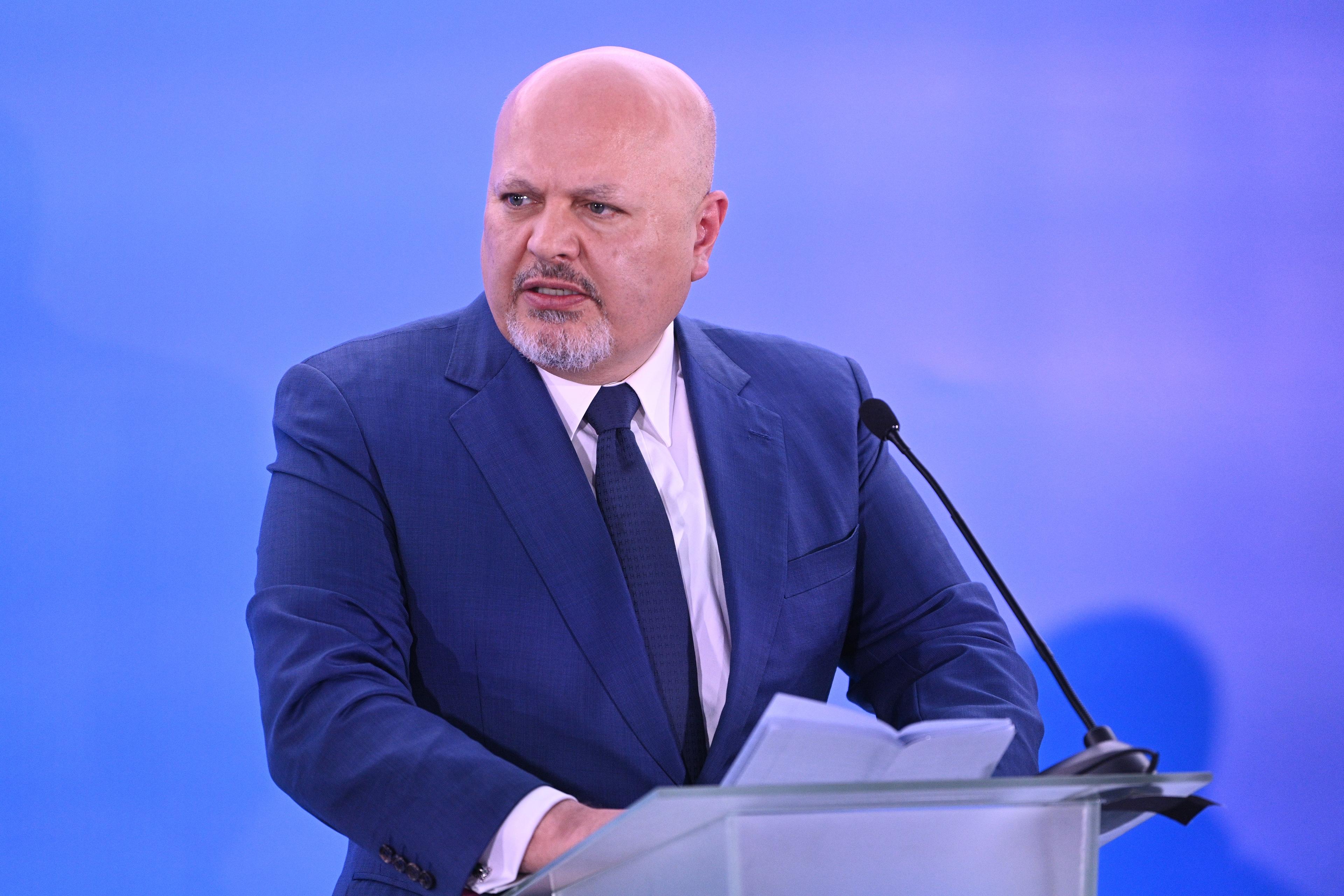 Prosecutor of the International Criminal Court Karim Khan at the "United for Justice" conference in city of Lviv, 2023