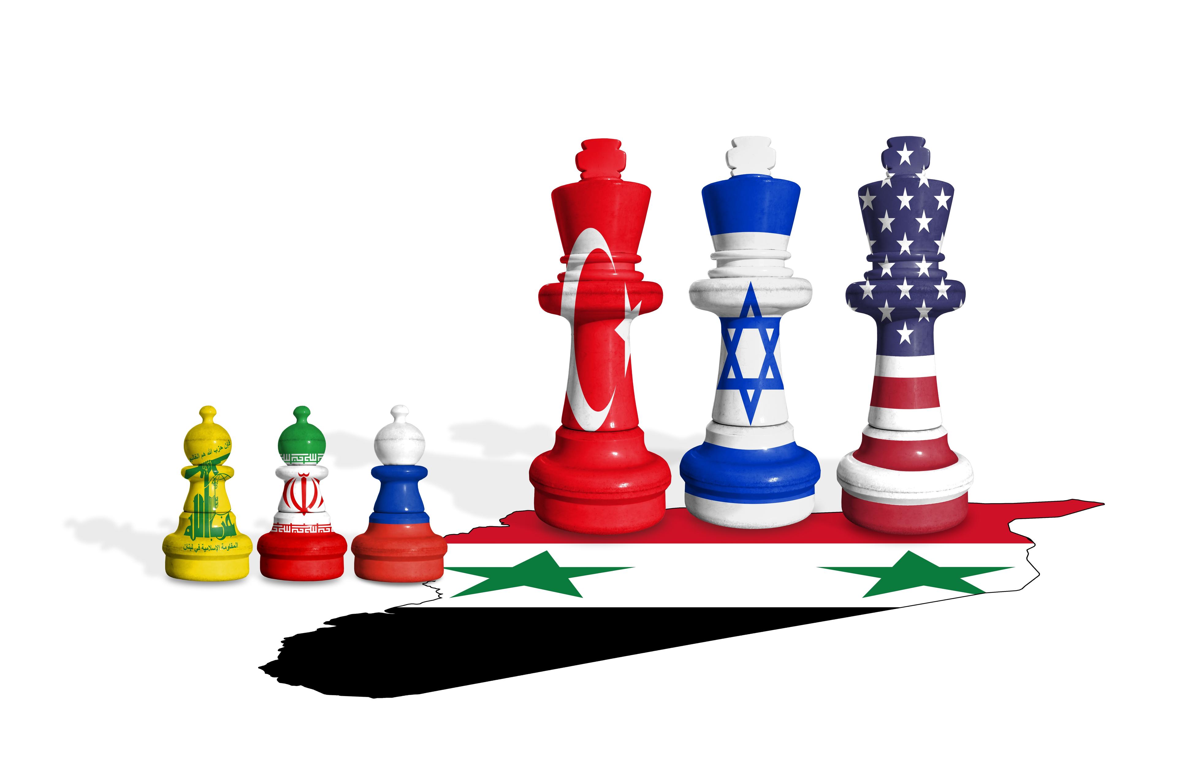 Turkey, Israel, US flag chess pieces