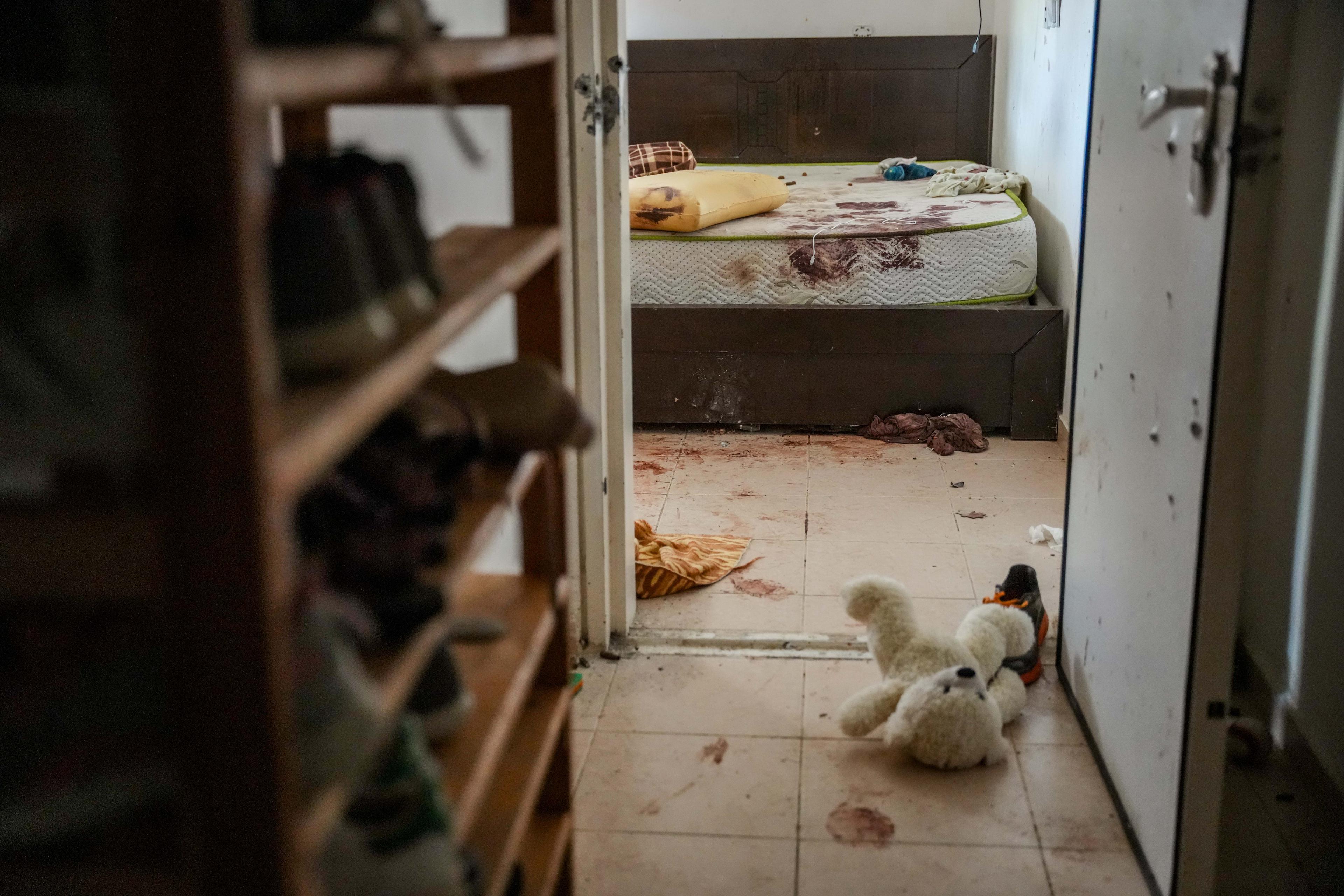 The destruction caused by Hamas terrorists in Kibbutz Kissufim on October 7, 2023, near the Israeli-Gaza border, in southern Israel, November 1, 2023.