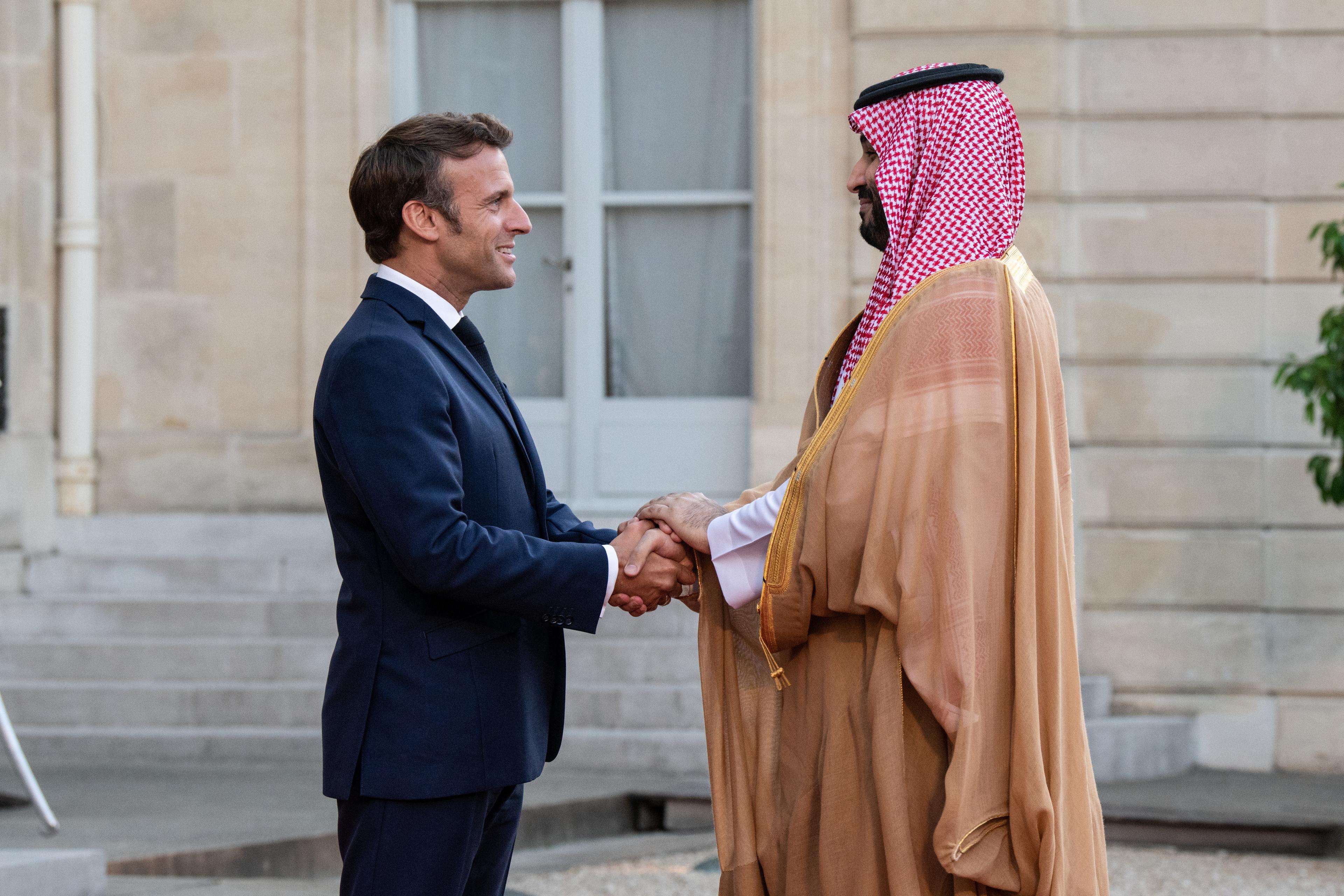 Emmanuel Macron and Mohammad bin Salman