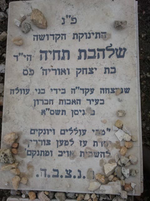 10-month-old Shalhevet Pass grave 10-month-old Shalhevet Pass grave