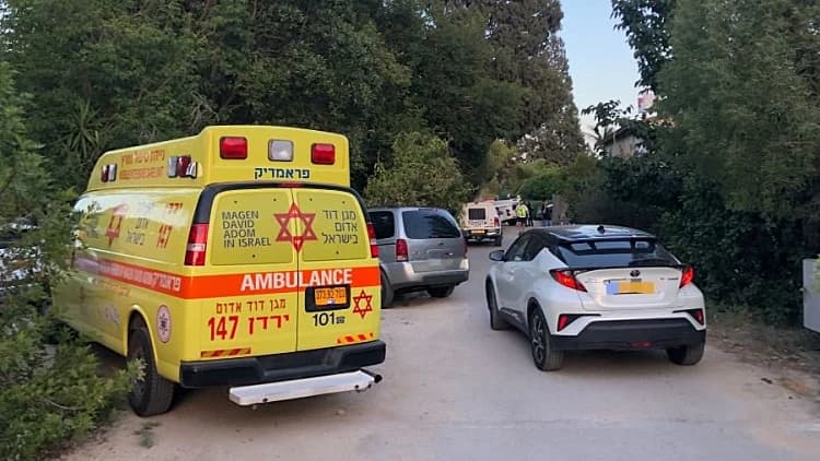 Magen David Adom ambulance at scene of the crime