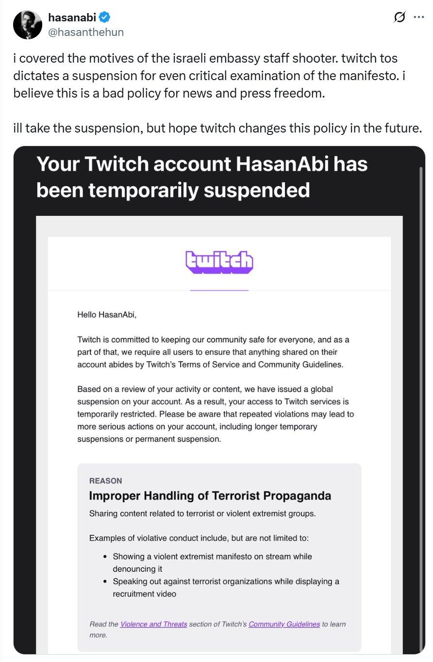 Piker's Twitch statement. Piker's Twitch statement.