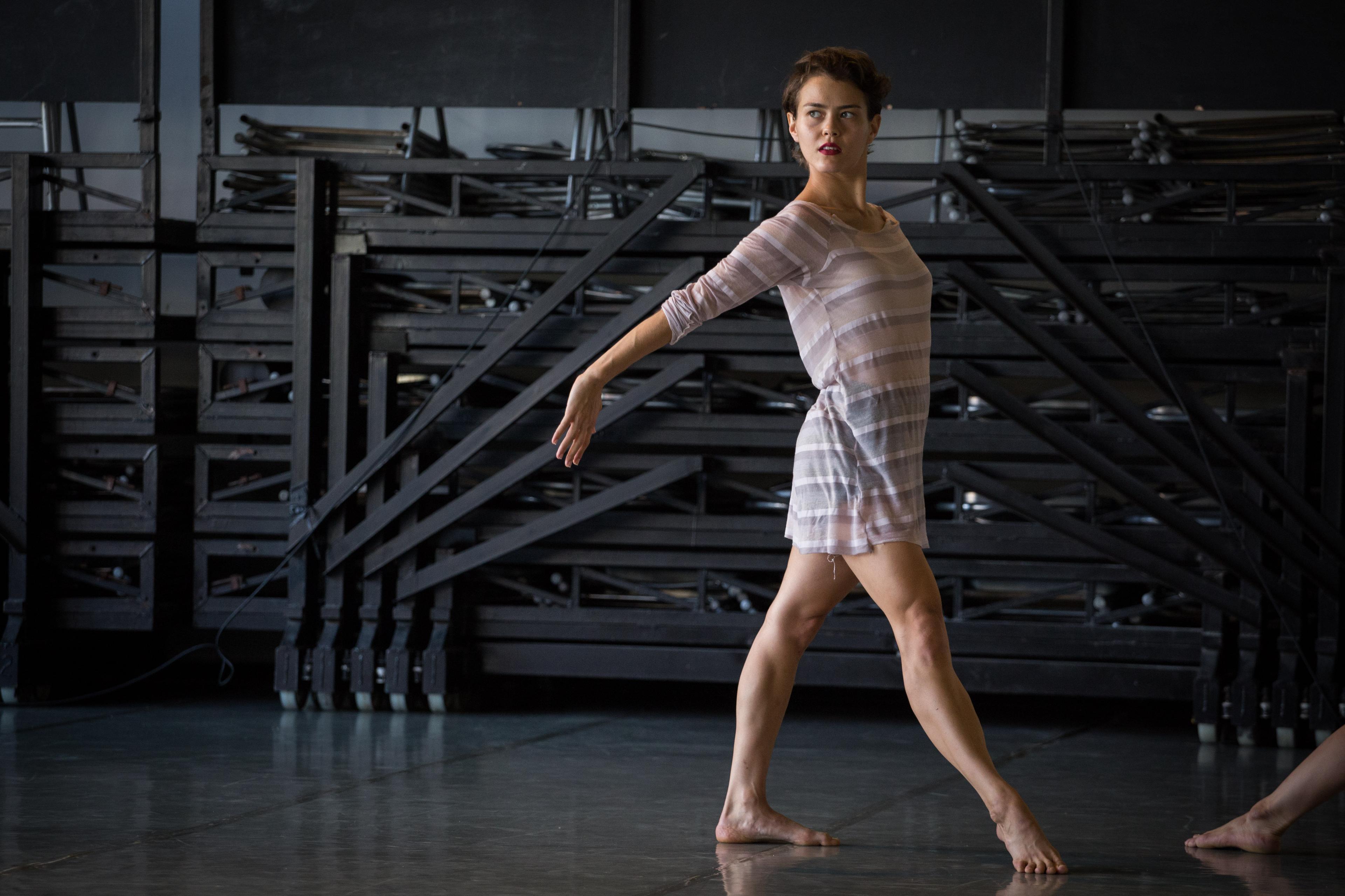 Dancers of the Batsheva Dance Ensemble seen during rehearsals 