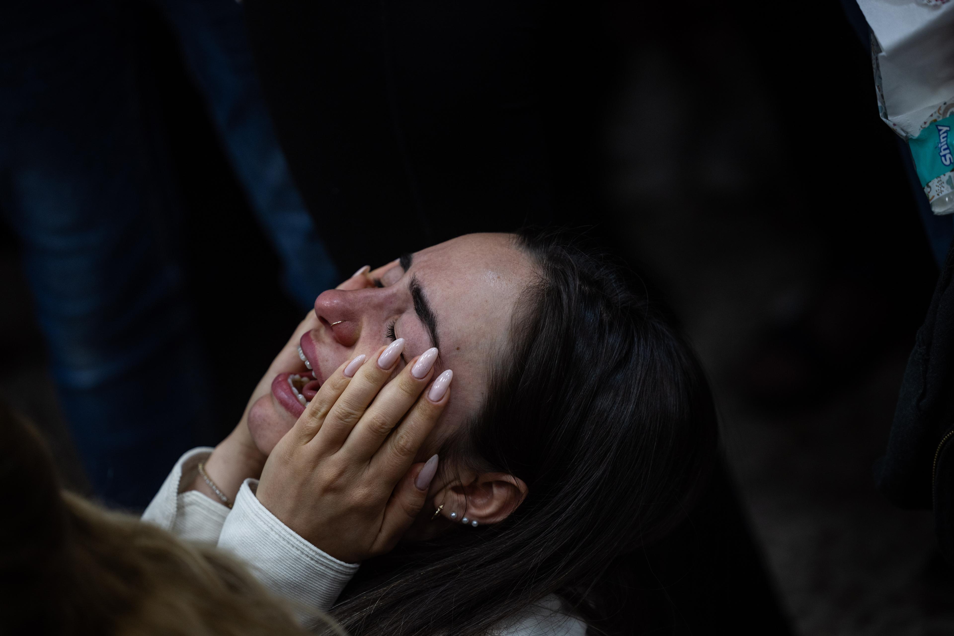 Family and friends attend the funeral of Tzeela Gez who were murdered in a terror shooting attack on Route 446 yesterday, at Har HaMenuchot Cemetery in Jerusalem, May 15, 2025. 