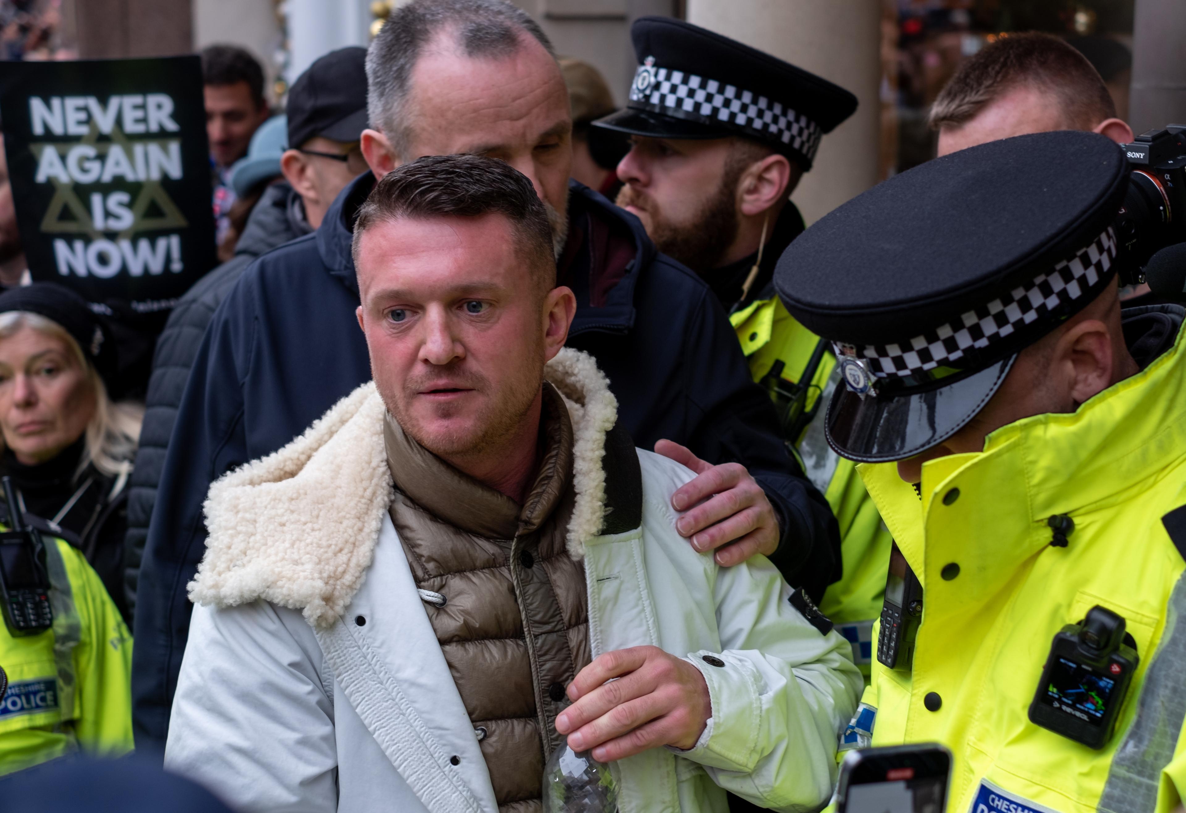 Tommy Robinson on the day of his arrest, 2023