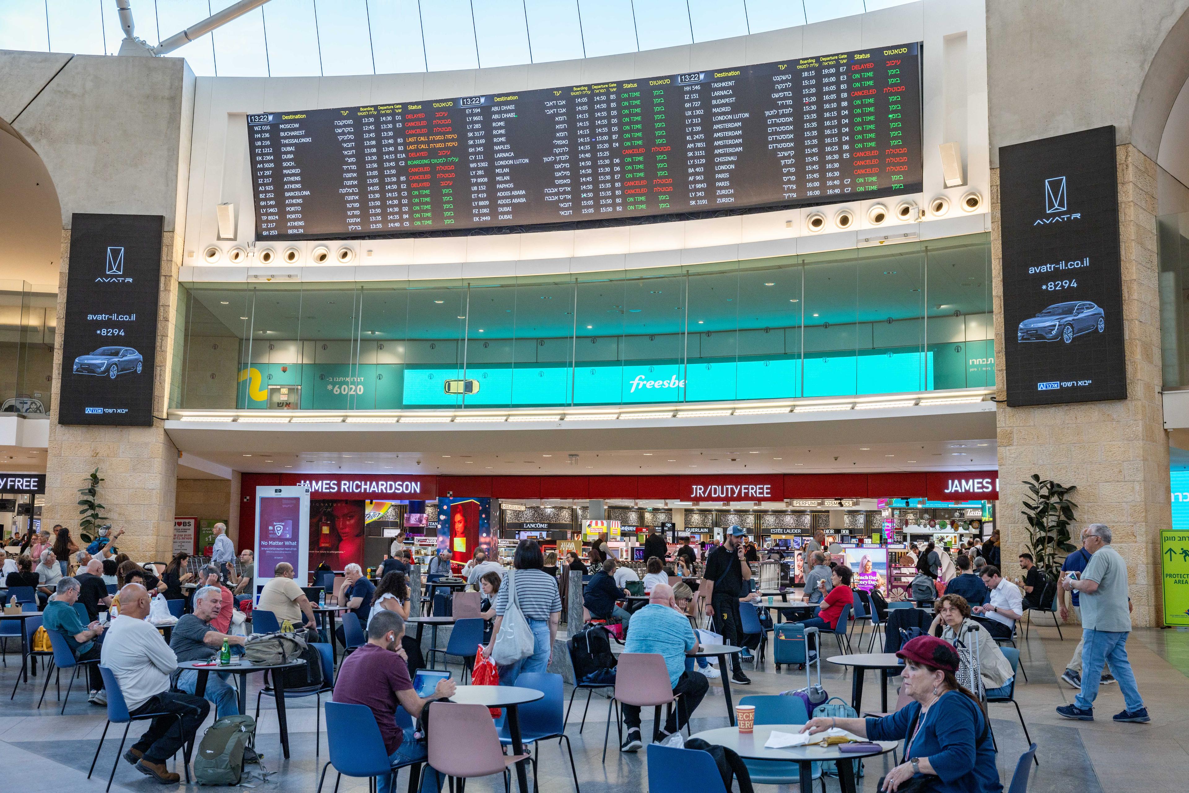Travellers at Ben Gurion International Airport, May 13, 2025. 