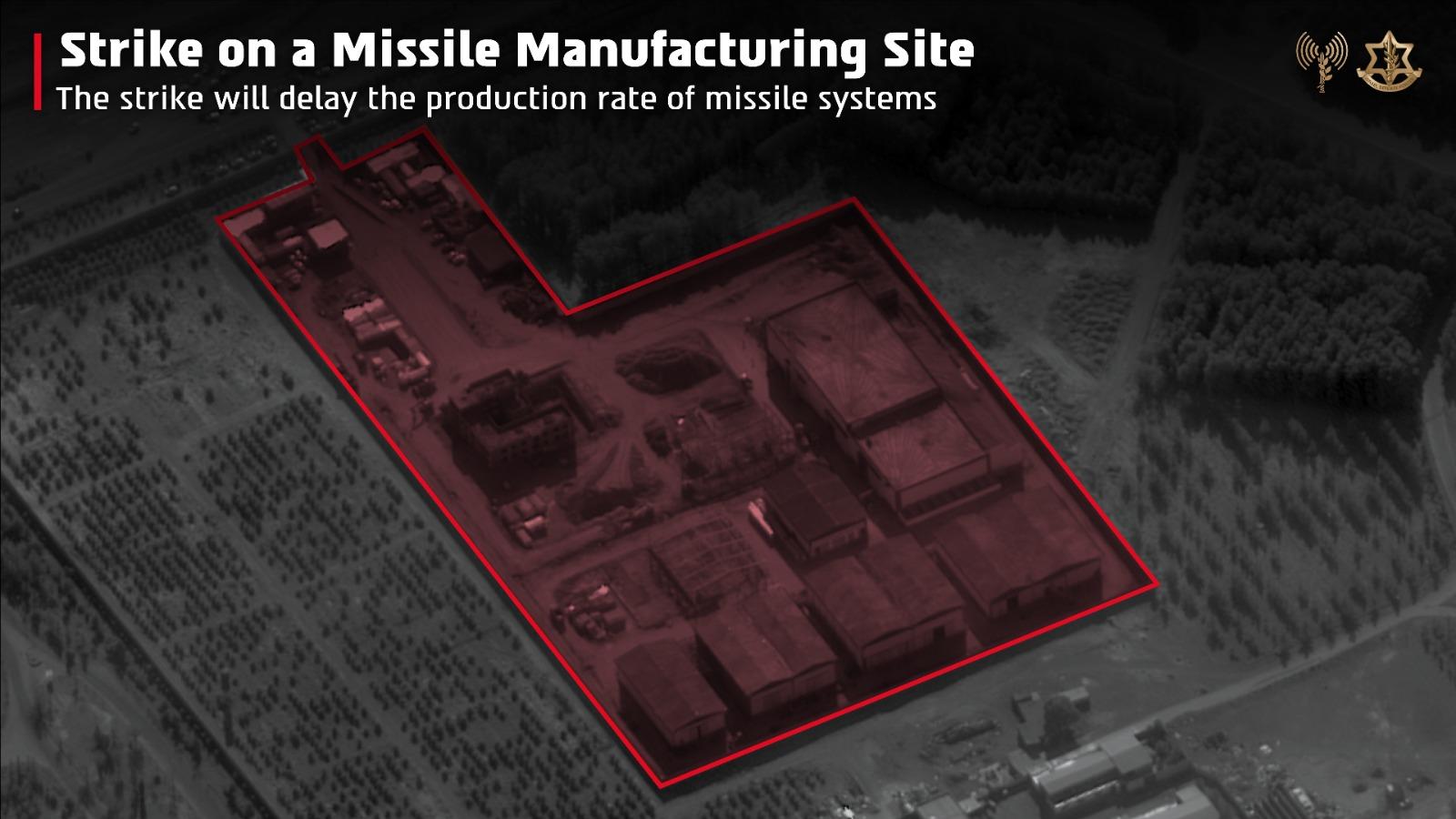 IDF infographic on missile site. IDF infographic on missile site.