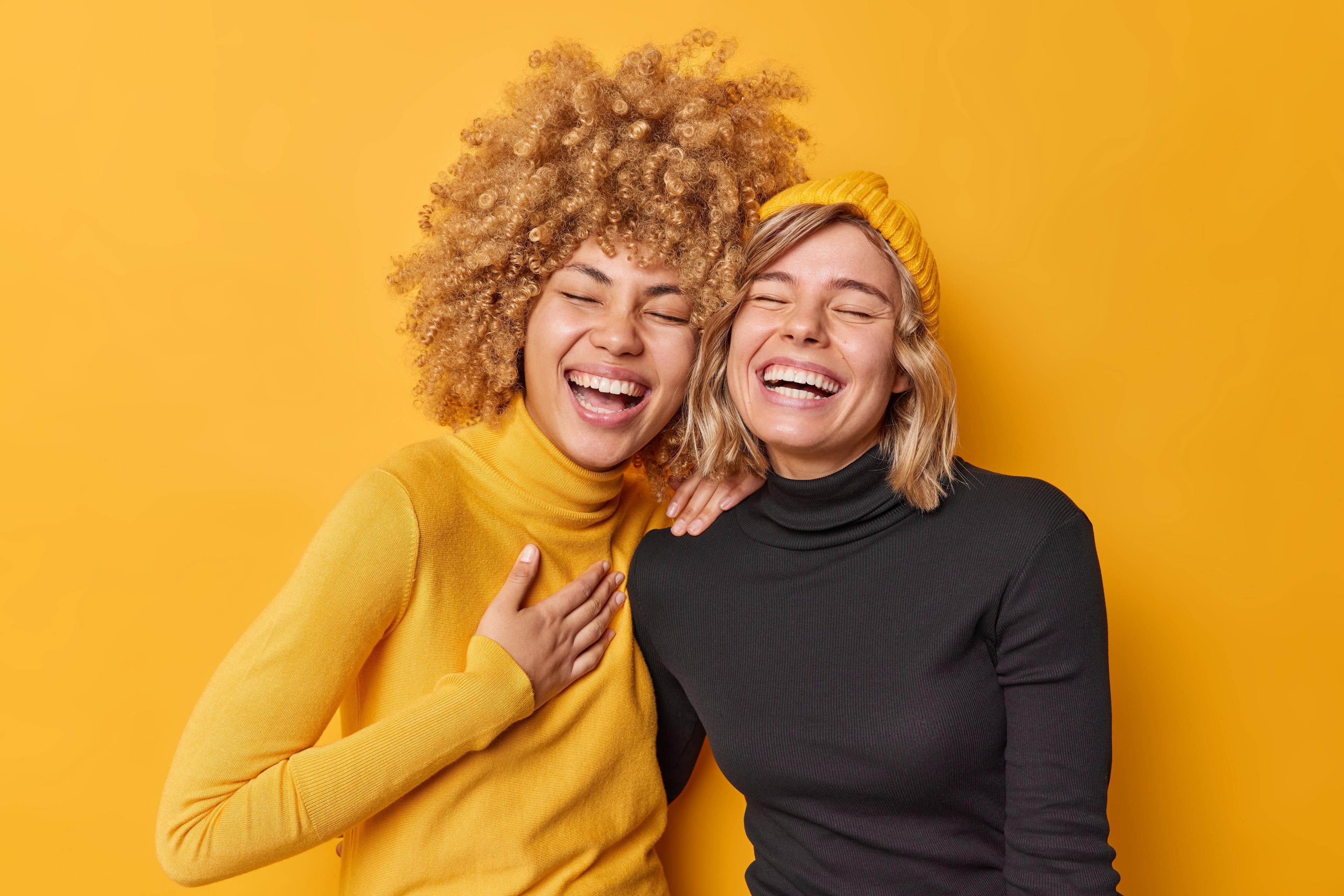 Two women laughing