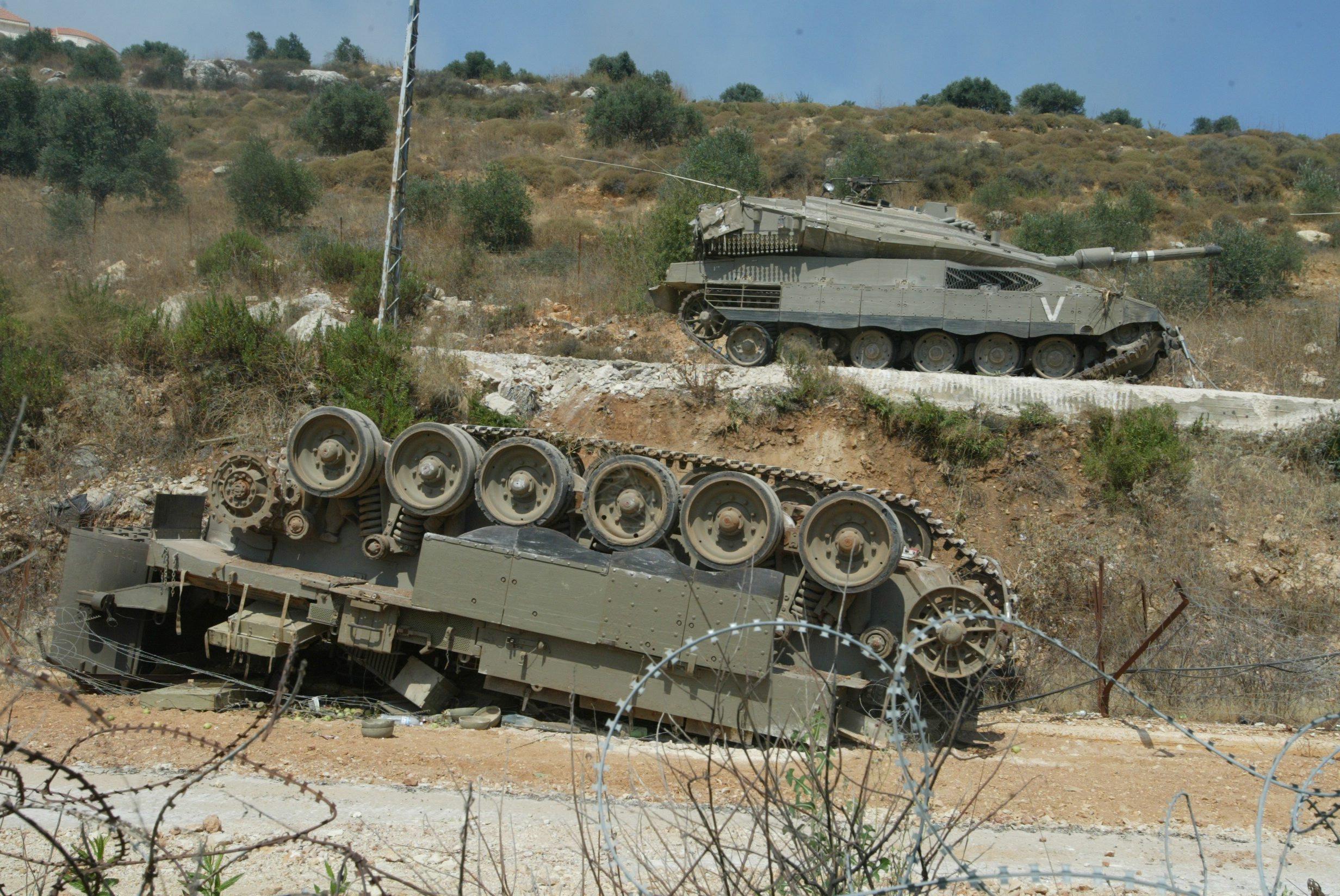 APC stands up side down close to the Lebanon border. 