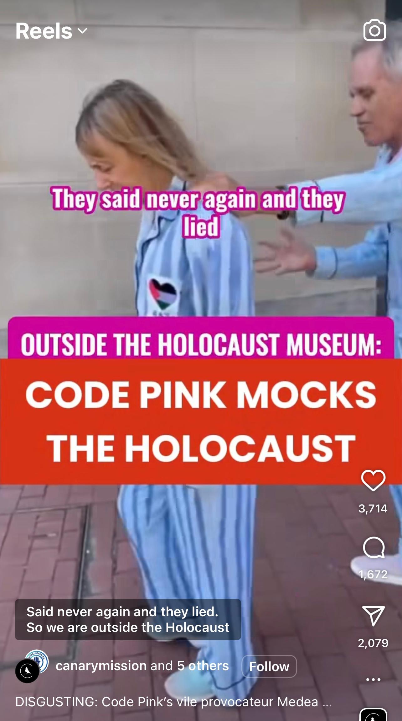Code Pinks' horrific protest outside Holocaust Museum