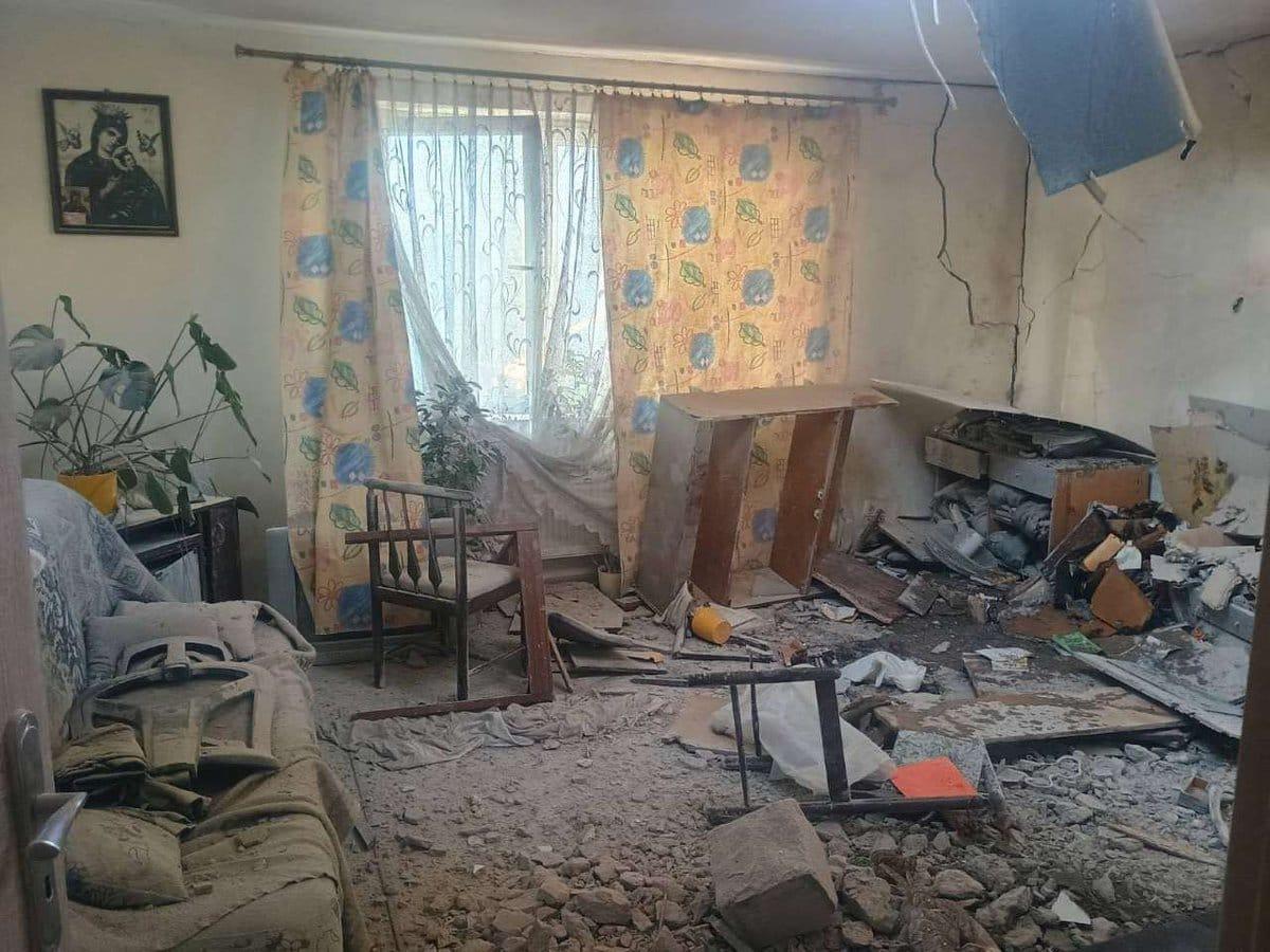 Polish home after it was hir by a Russian suicide drone.