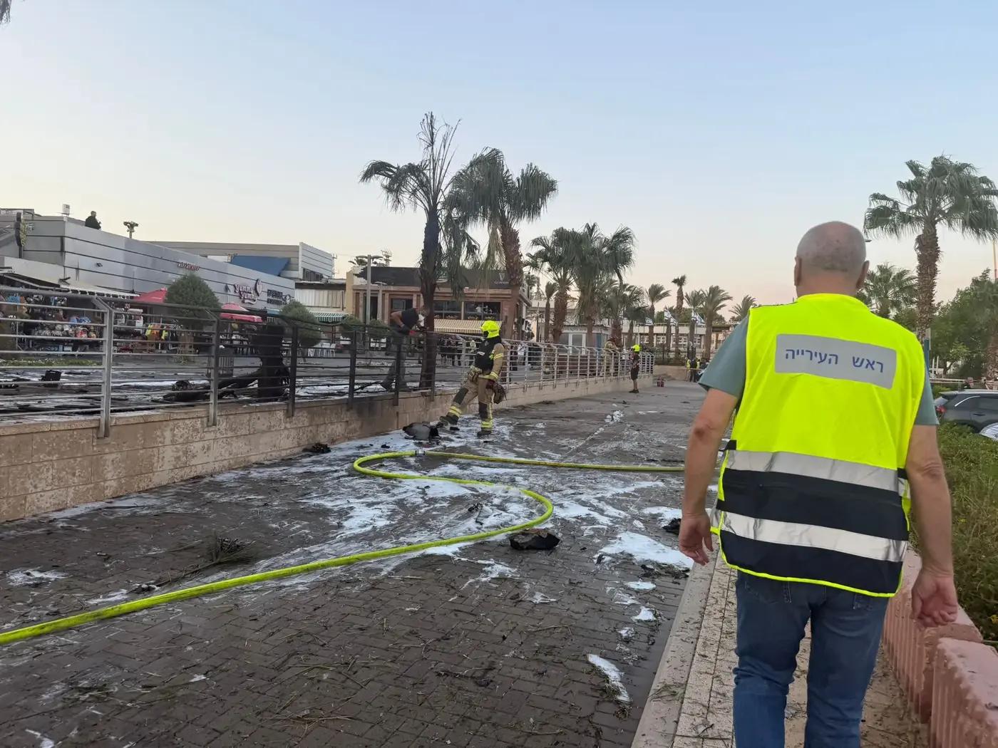 Scene of the Houthi drone attack in Eilat
