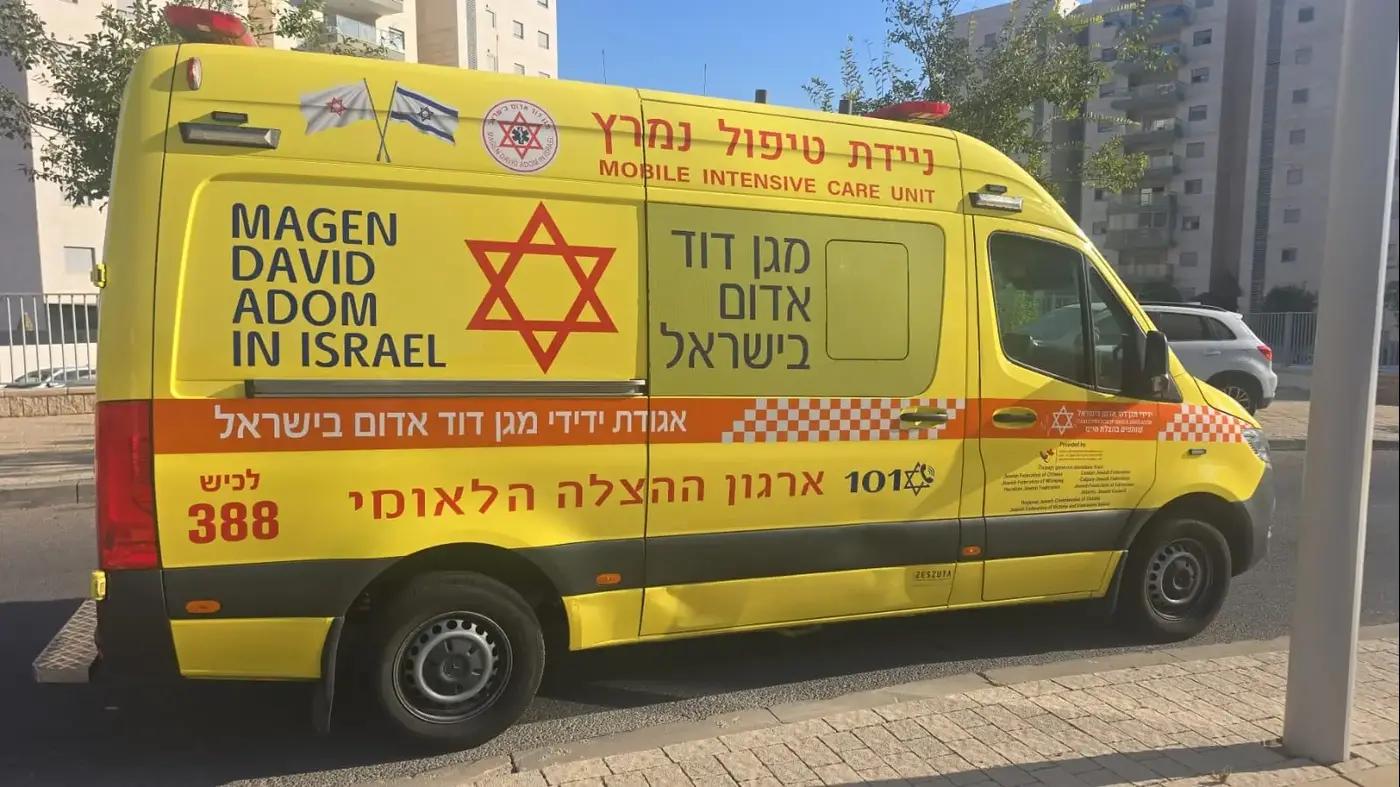 Magen David Adom ambulance at the scene