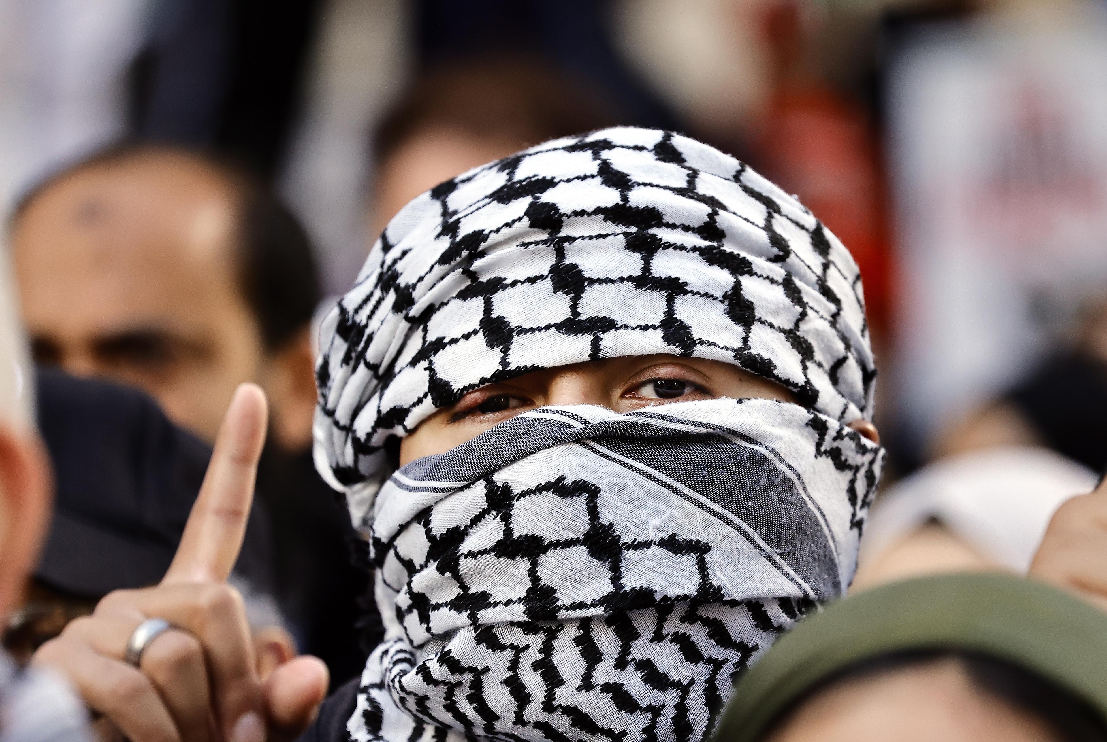 Illustrative only: Man wearing a keffiyeh