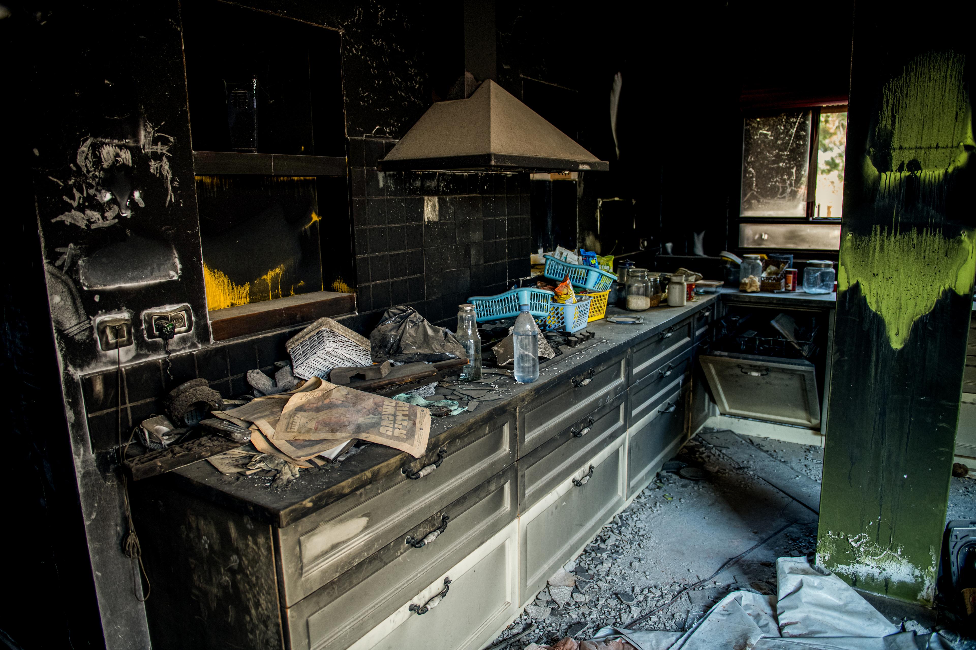 Destroyed houses from the October 7 massacre in Kibbutz Kfar Aza, southern Israel, November 8, 2024. 