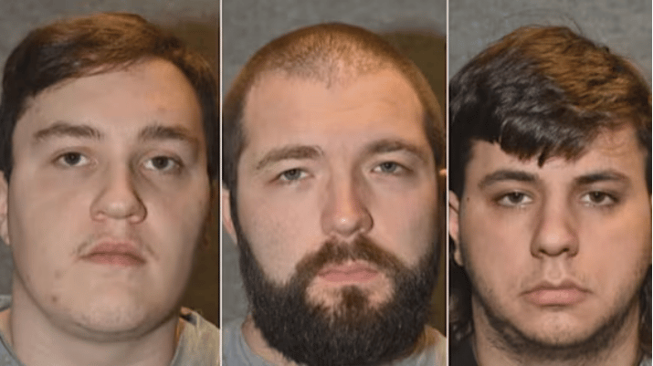 Neo Nazis Brogan Stewart, 25, from West Yorkshire; Christopher Ringrose, 35, from Staffordshire; and Marco Pitzettu, 26, from Derby