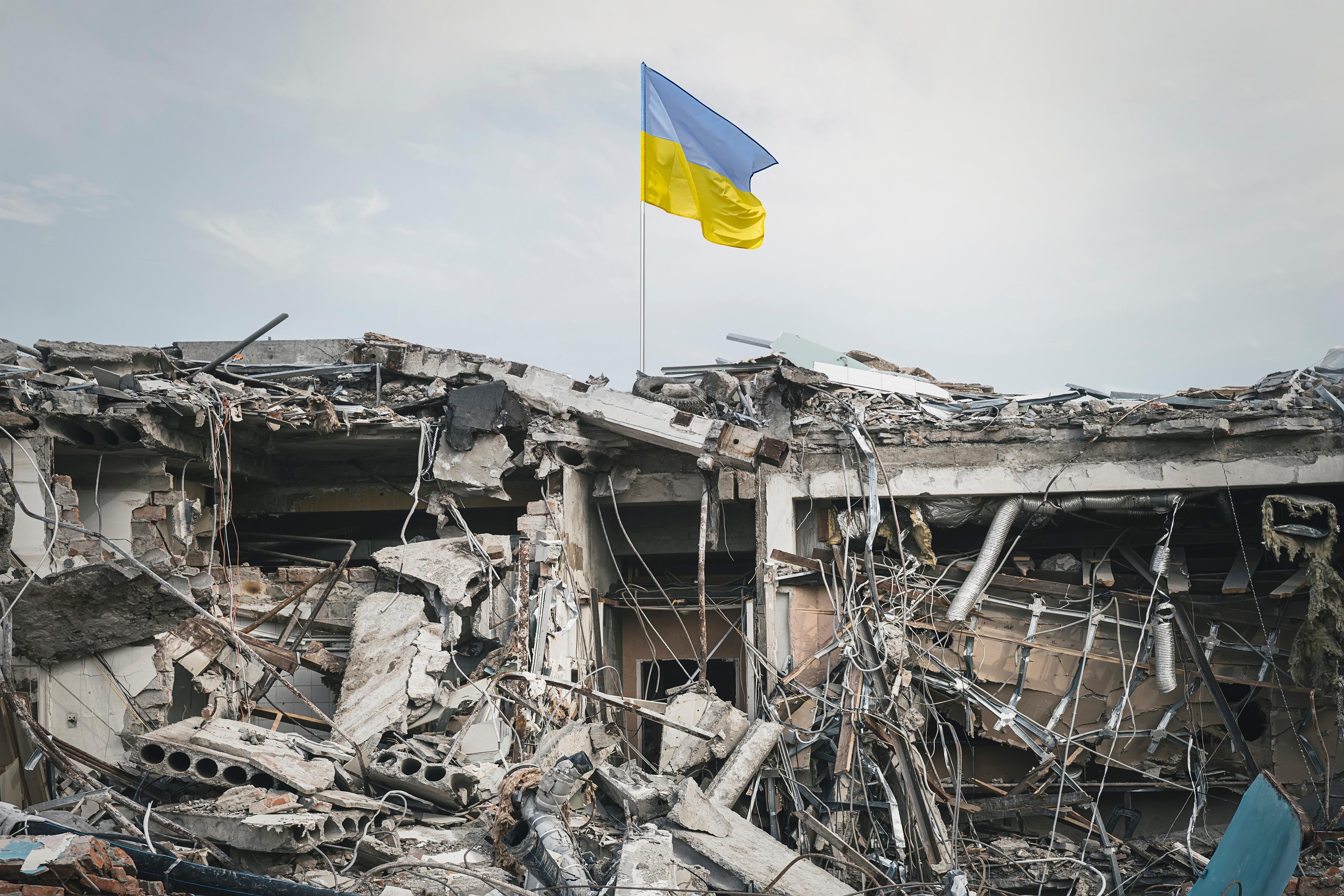 Destroyed building in Ukraine