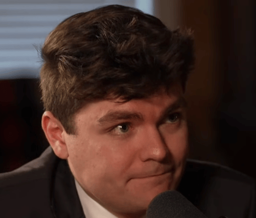 Nick Fuentes during his interview by Tucker Carlson