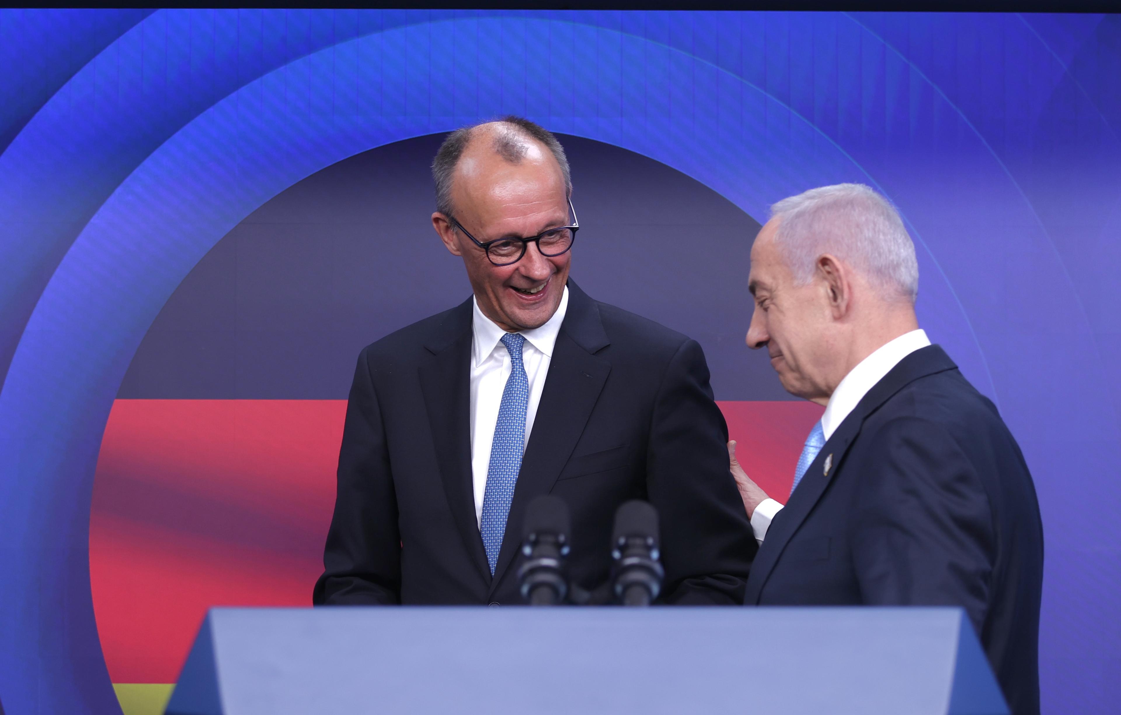 Chancellor of Germany Friedrich Merz holds a joint press conference with Israeli PM Benjamin Netanyahu in Jerusalem, December 7, 2025.