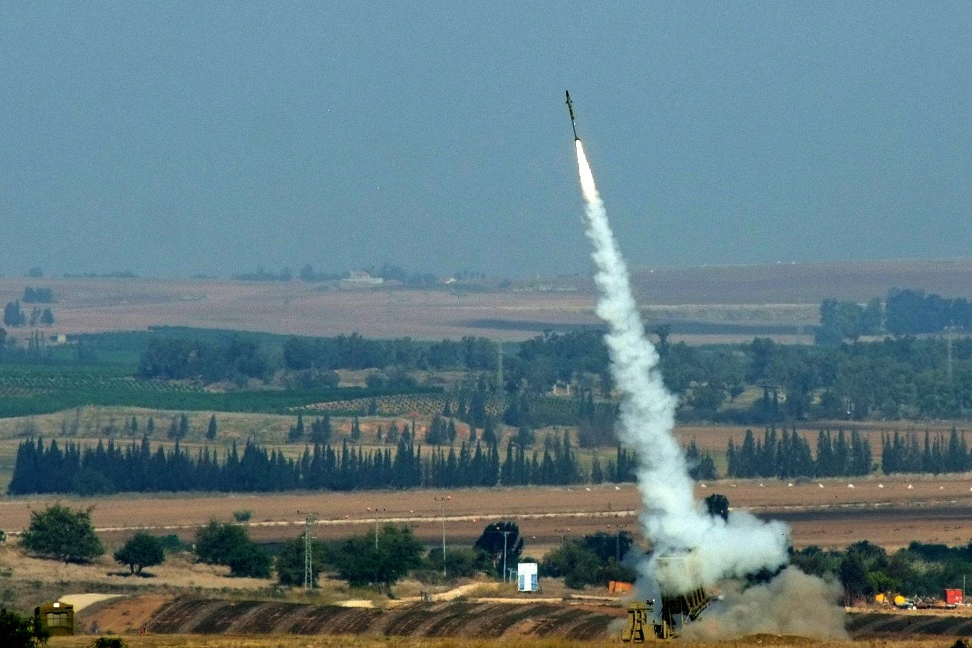A volley of rockets fired from the Gaza Strip was intercepted by the Iron Dome system near the Israeli town of Sderot, November 20, 2012.