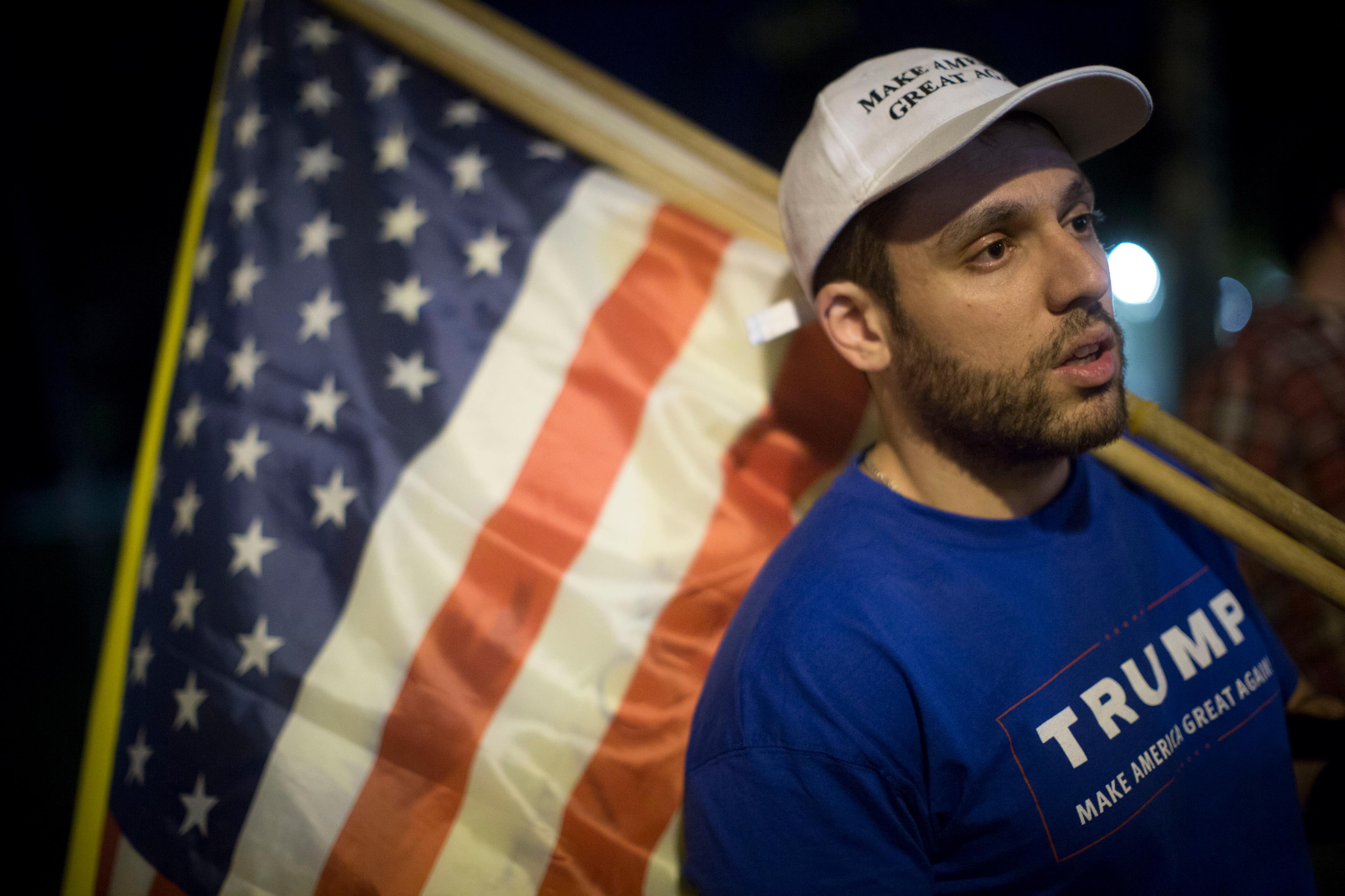 Israelis attend a demonstration in support of US republican president candidate Dondald Trump, in Jerusalem on November 7, 2016. 