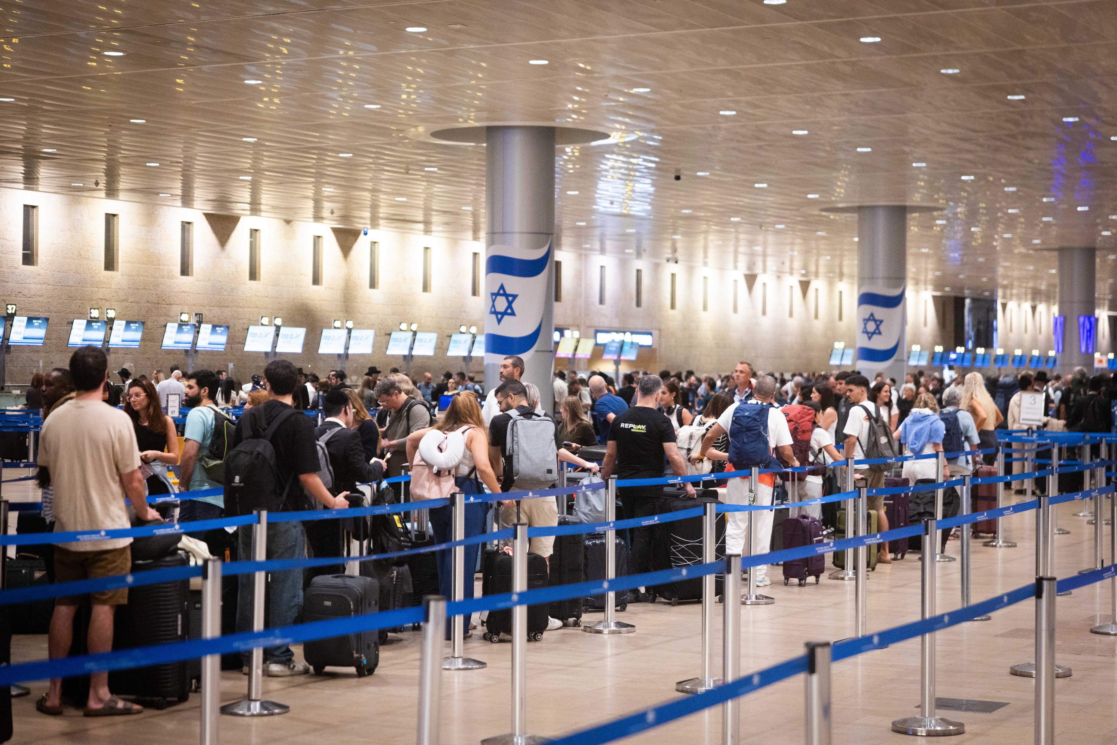 Passengers at the Ben Gurion International airport near Tel Aviv on September 18, 2025.
