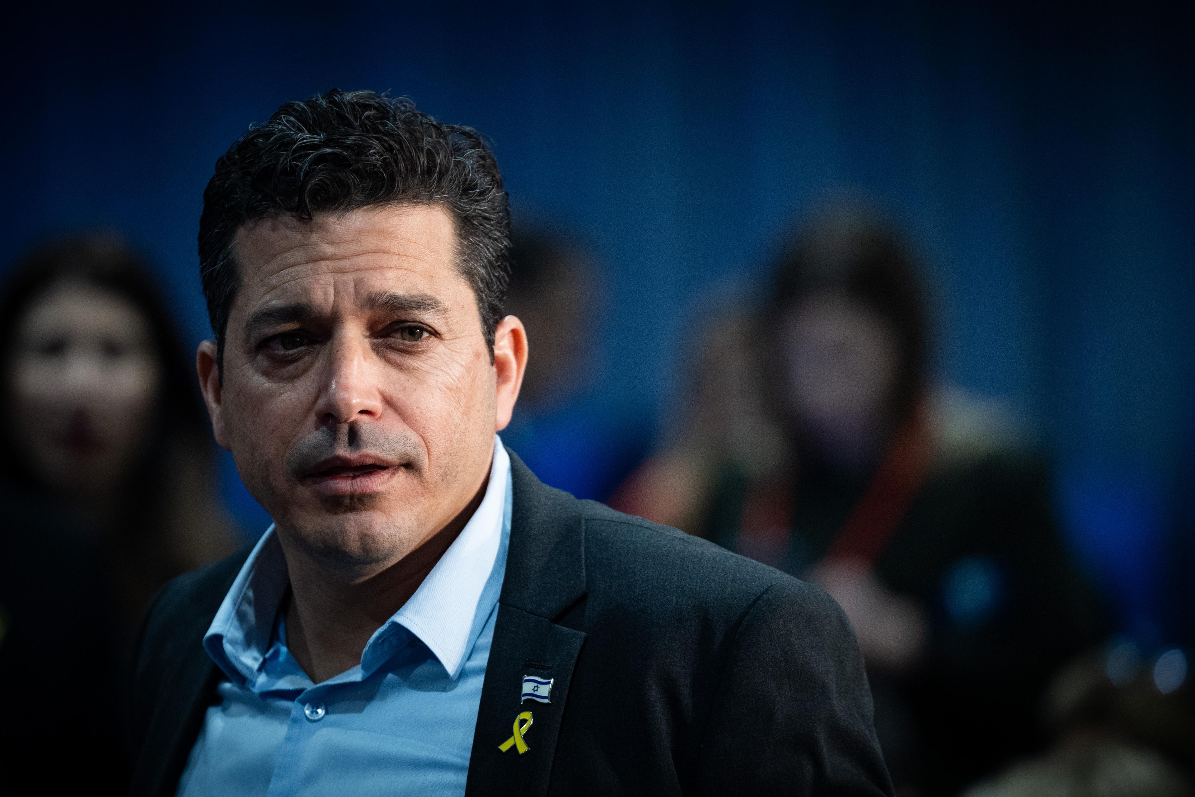 Amichai Chikli, Minister of Diaspora Affairs and Combating Antisemitism attends a conference organized by the Ministry of Diaspora Affairs, at the International Convention Center in Jerusalem on March 27, 2025.