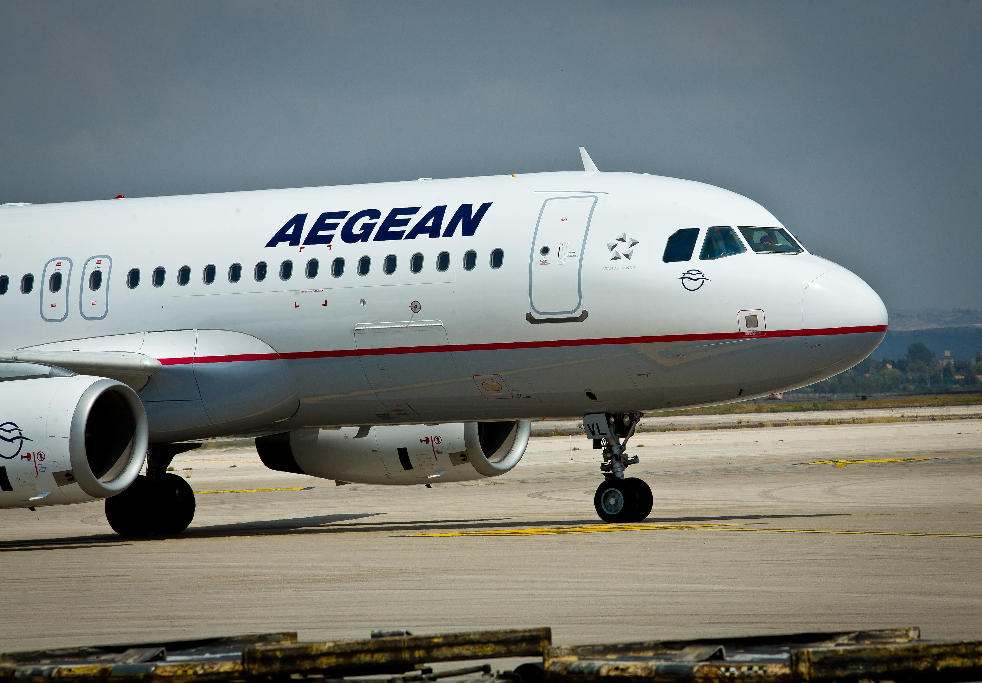 Illustrative. An Aegean Airlines flight at Ben Gurion International Airport. July 22, 2019.