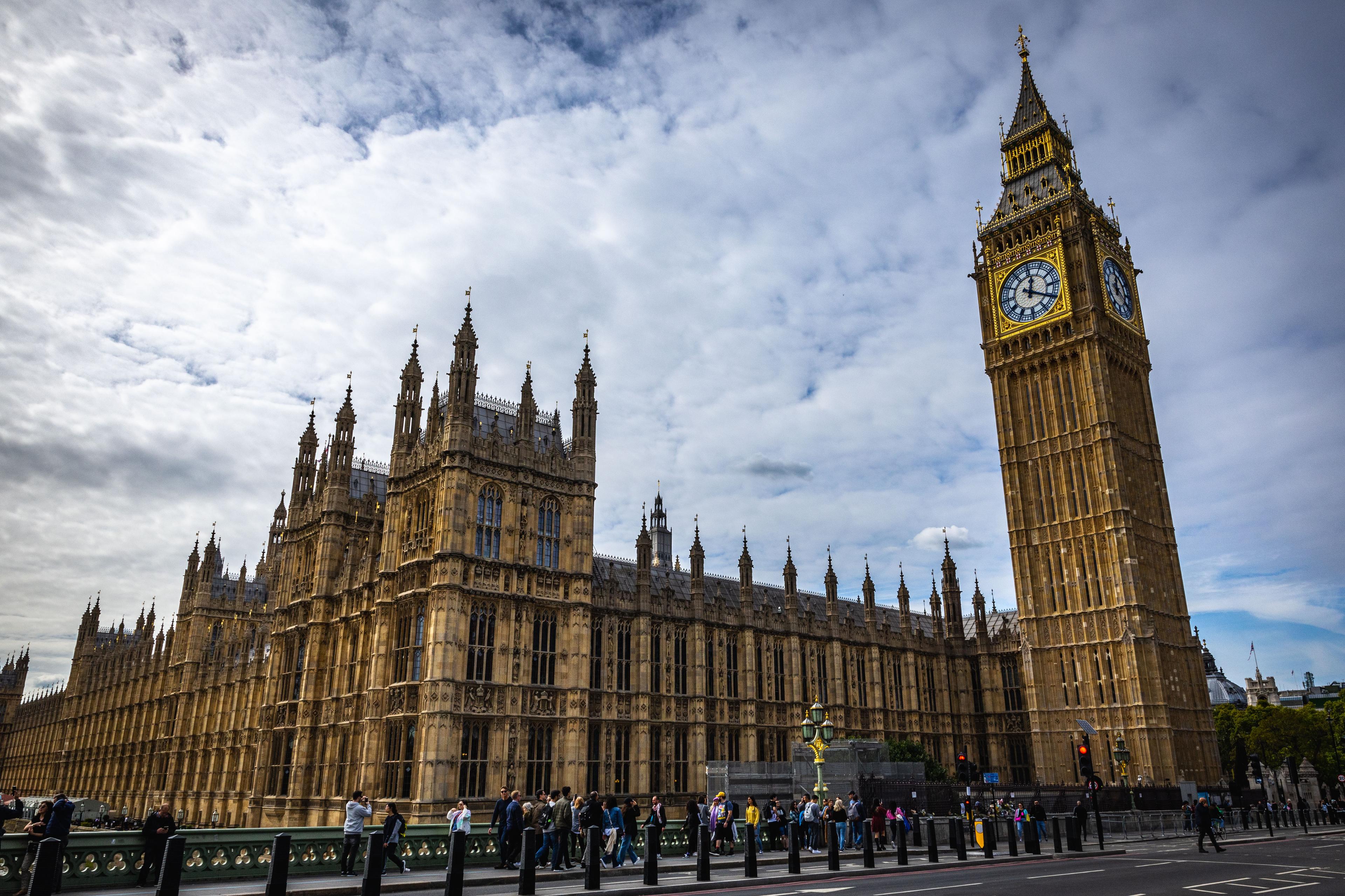 View of Big Ben, on the South Bank of the Thames, in London. September 20, 2022.