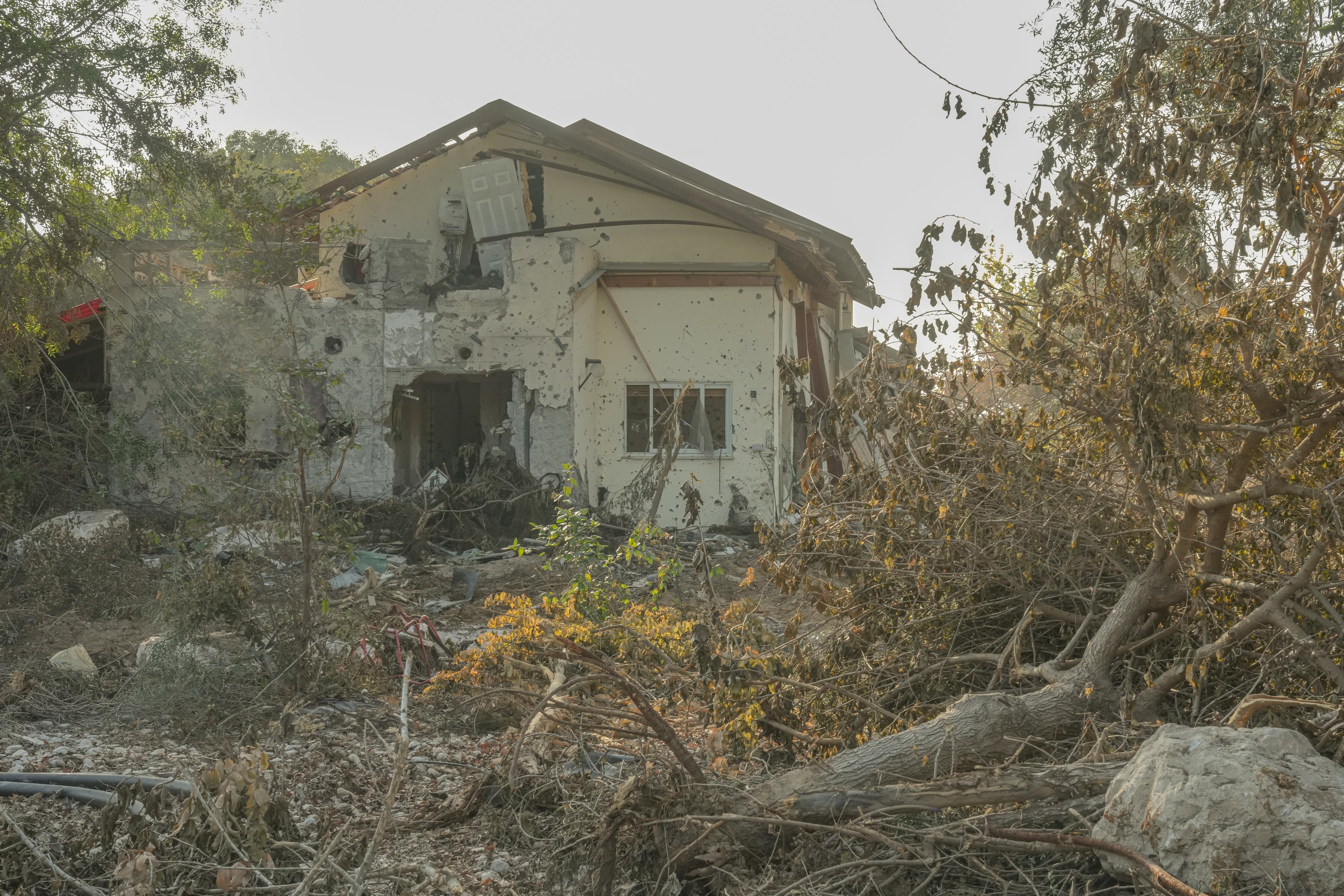 The destruction caused by Hamas Militants in Kibbutz Be'eri, near the Israeli-Gaza border, in southern Israel, October 14, 2023.