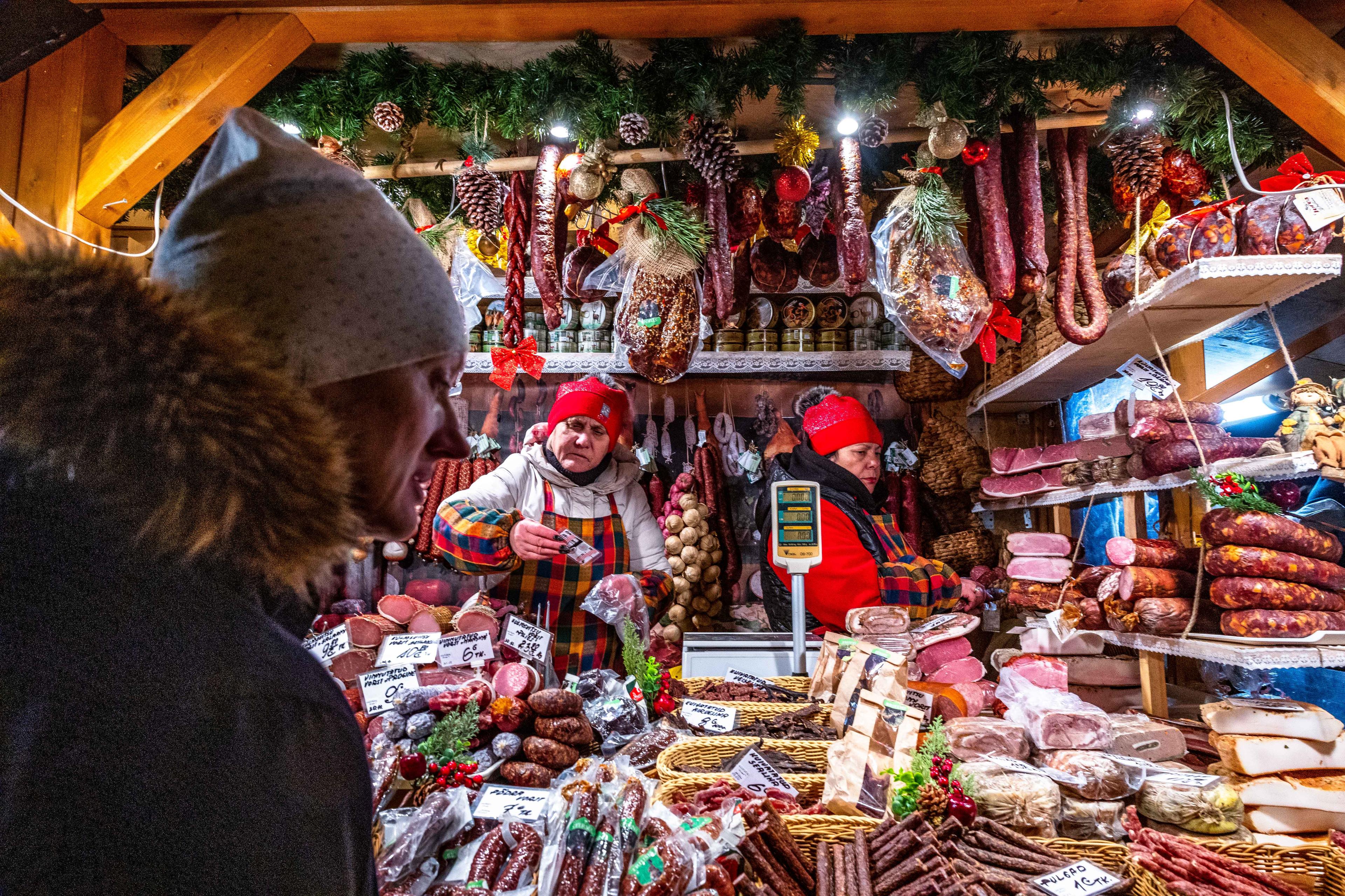 Christmas market in the Old Town of Tallinn, Estonia. November 25, 2022.