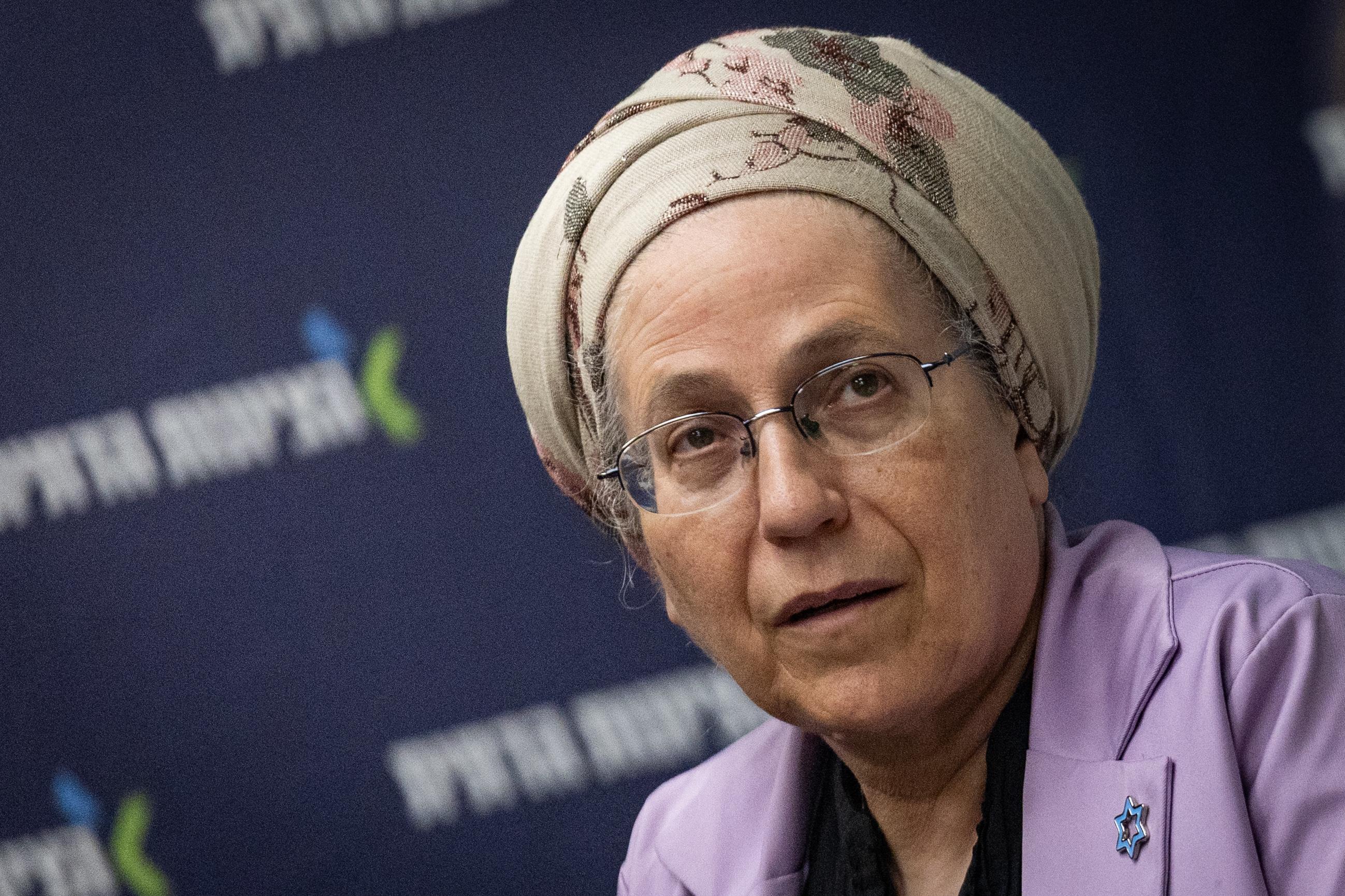 Orit Strook, Minister of Settlements and National Missions attends a faction meeting at the Knesset, the Israeli parliament in Jerusalem, October 27, 2025.