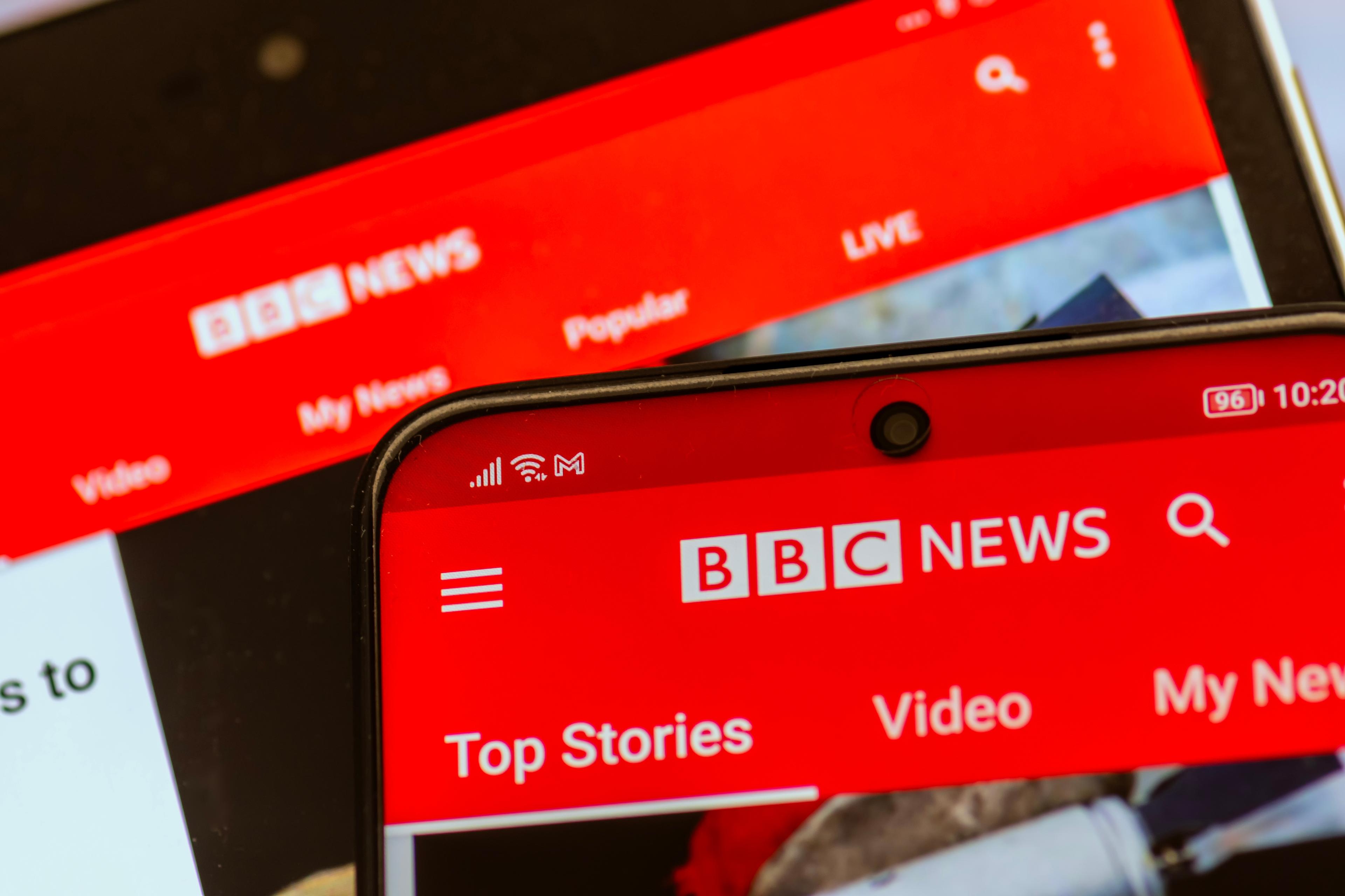 minsk belarus 09.07.23 bbc news app BBC taking very seriously claims presenter paid teenager