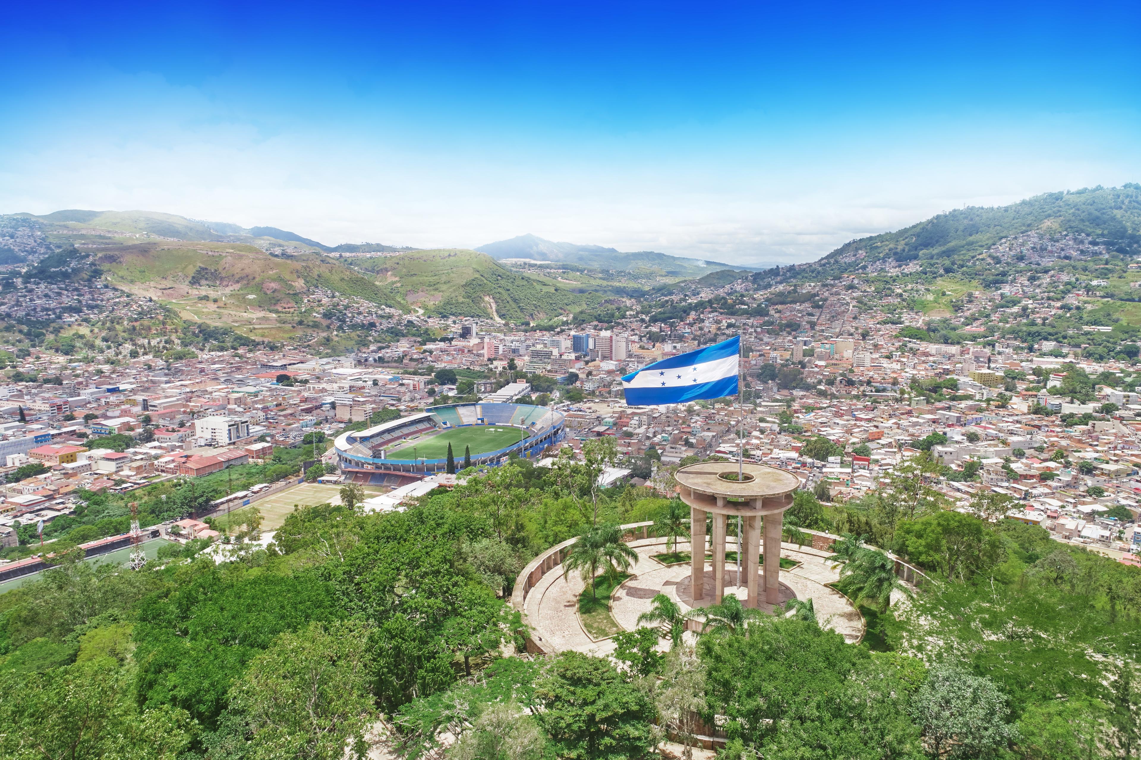 Flag of Honduras in Tegucigalpa.