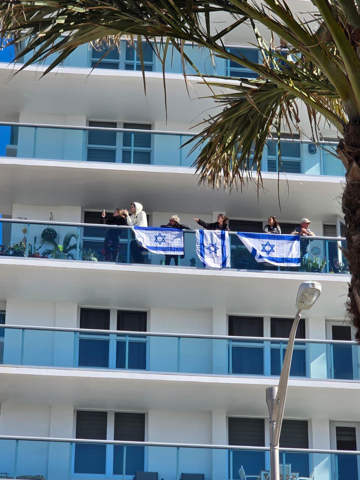 Floridians flying Israeli flags ahead of the Netanyahus' arrival.