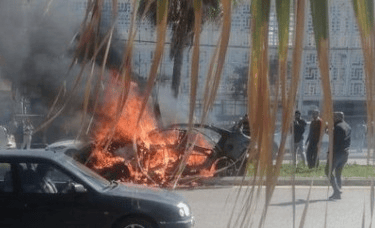 Car hit with IDF drone.