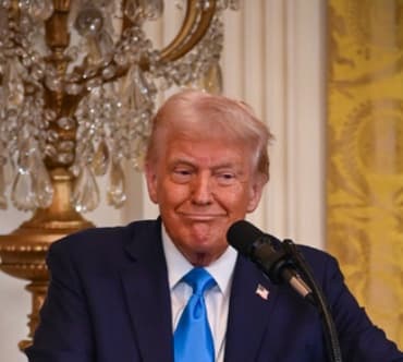 US President Donald Trump and Israeli prime Minister Benjamin Netanyahu holding a joint press conference at the White House in Washington D.C., February 4, 2025. 