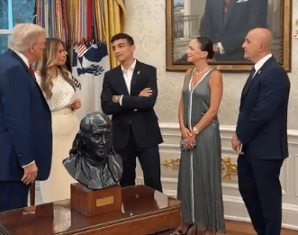 Trump and Edan Alexander.