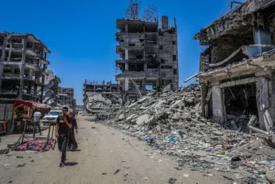 Palestinians in the Zawaida camp, Central Gaza Strip, June 24, 2024. 