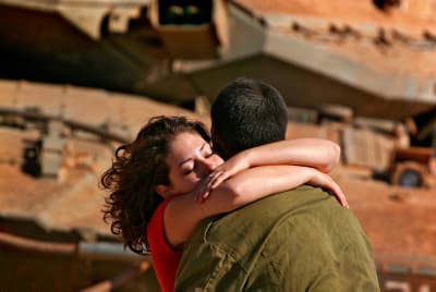 An Israeli soldier before he makes his way to southern Lebanon 