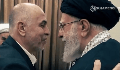 Ali Khamenei embracing Hamas leaders.